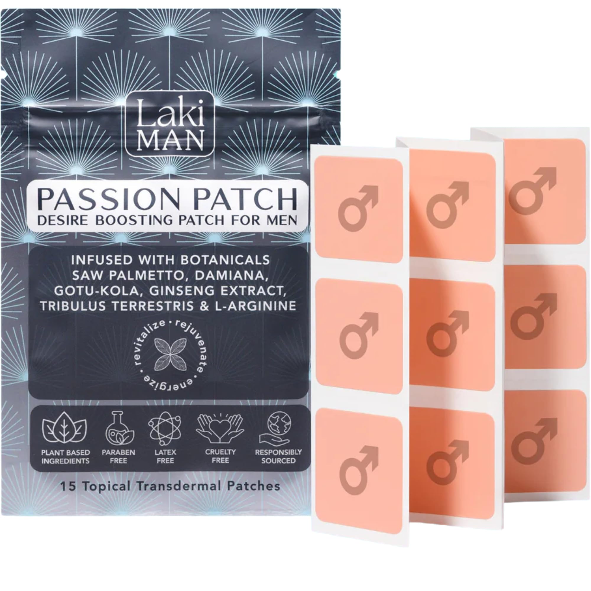 Laki Naturals Passion Patch for Men front view, pack of 15