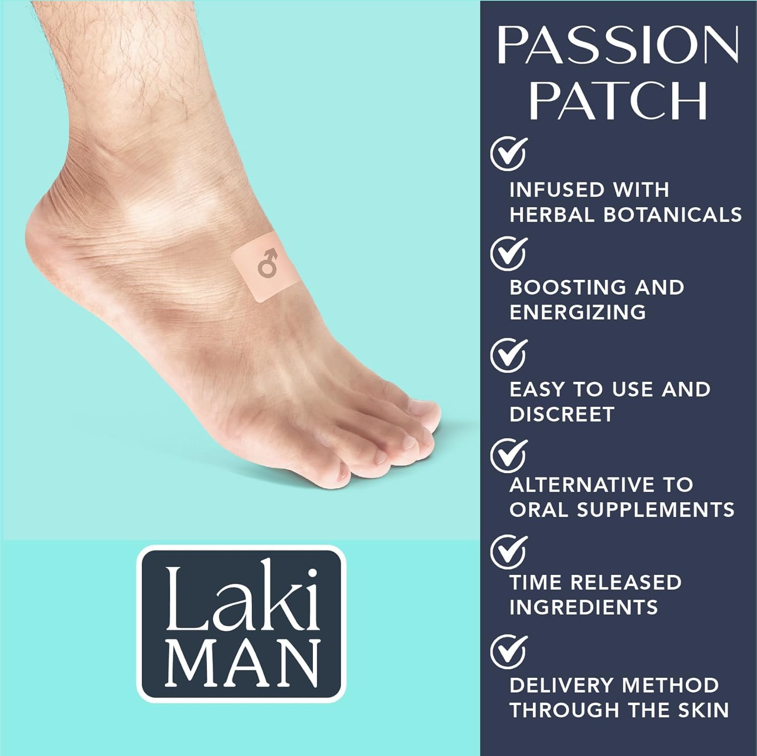 Laki Naturals Passion Patch for Men lifestyle scene, applied on arm