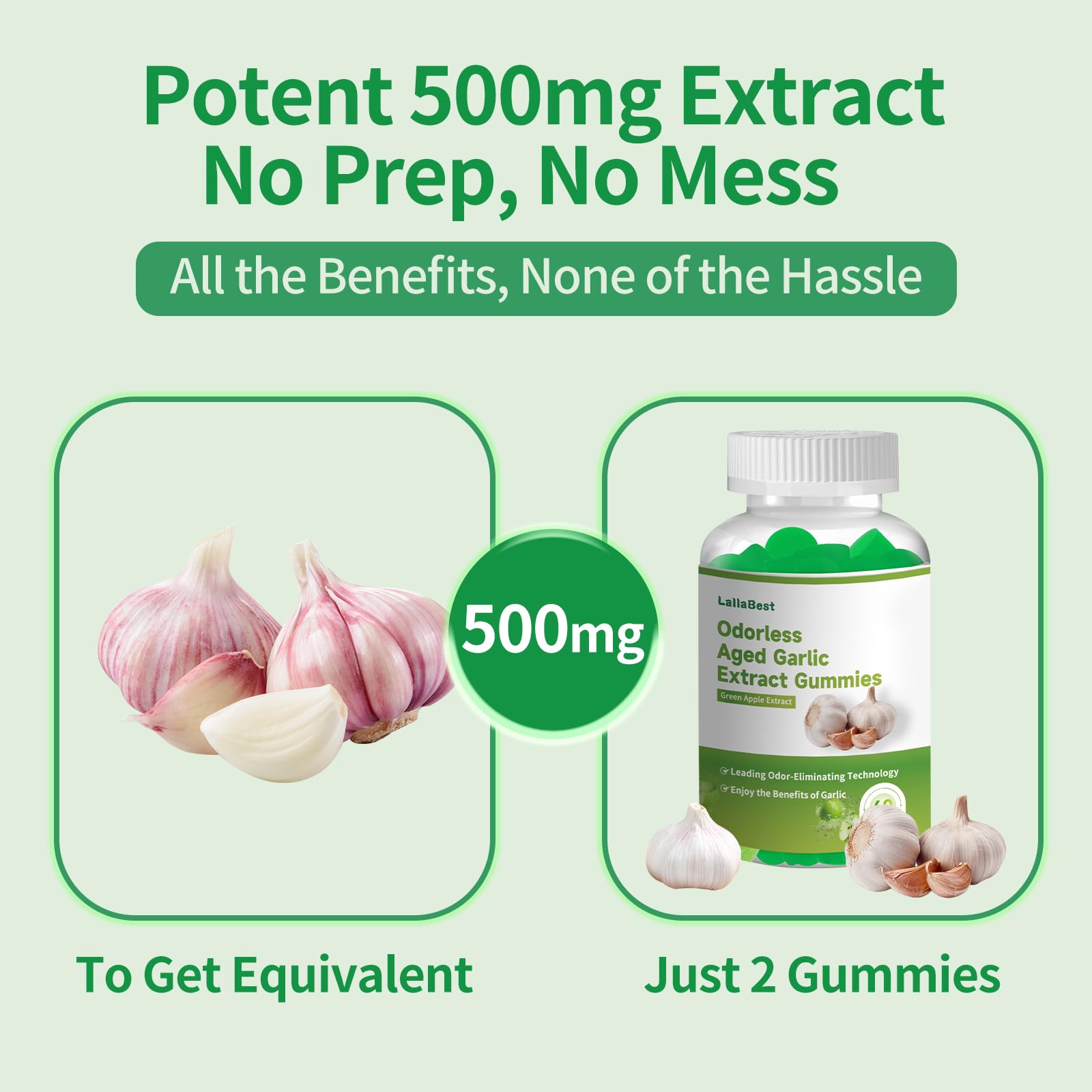 LallaBest Aged Garlic Extract Gummies gummies spread out on a table