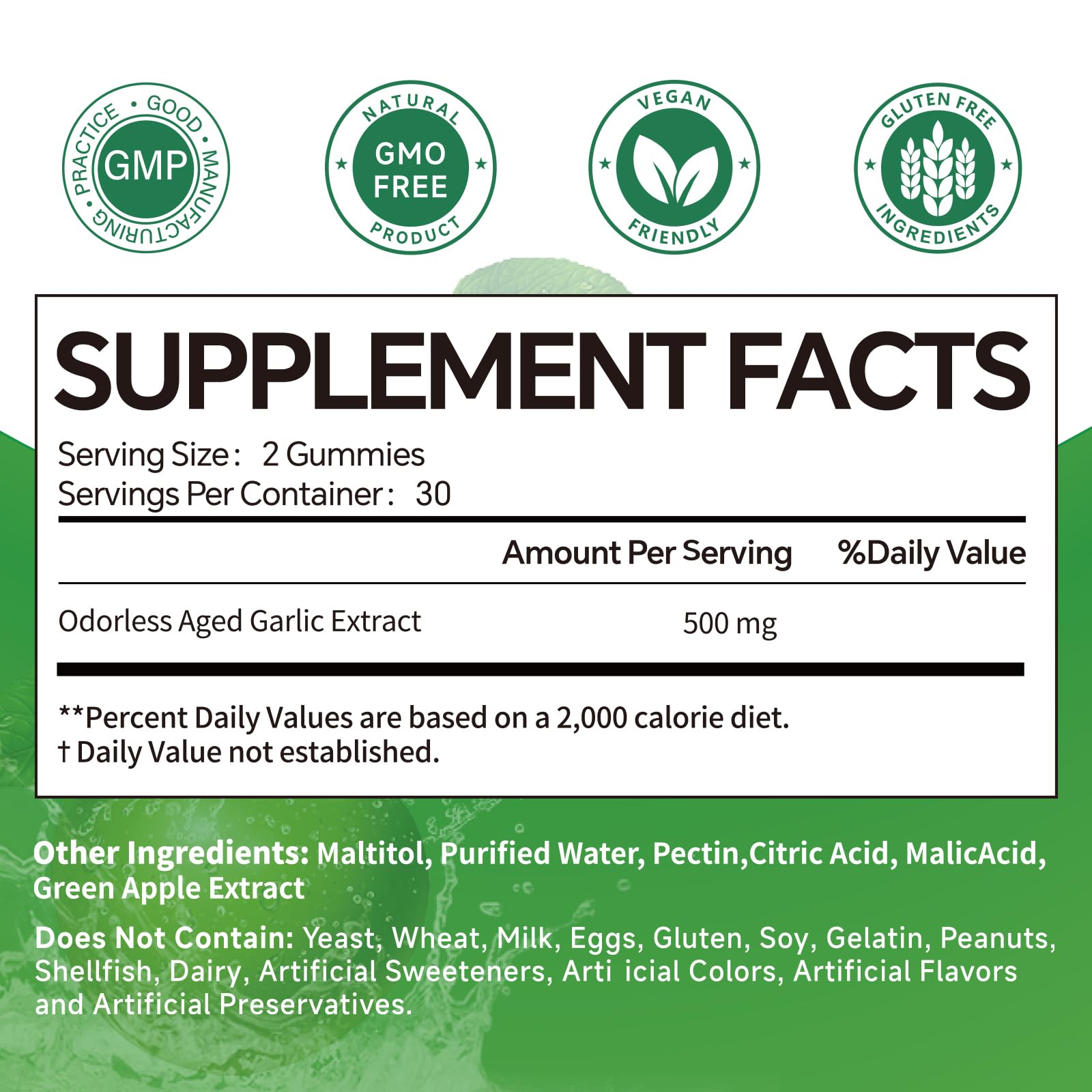 LallaBest Aged Garlic Extract Gummies with natural ingredients display