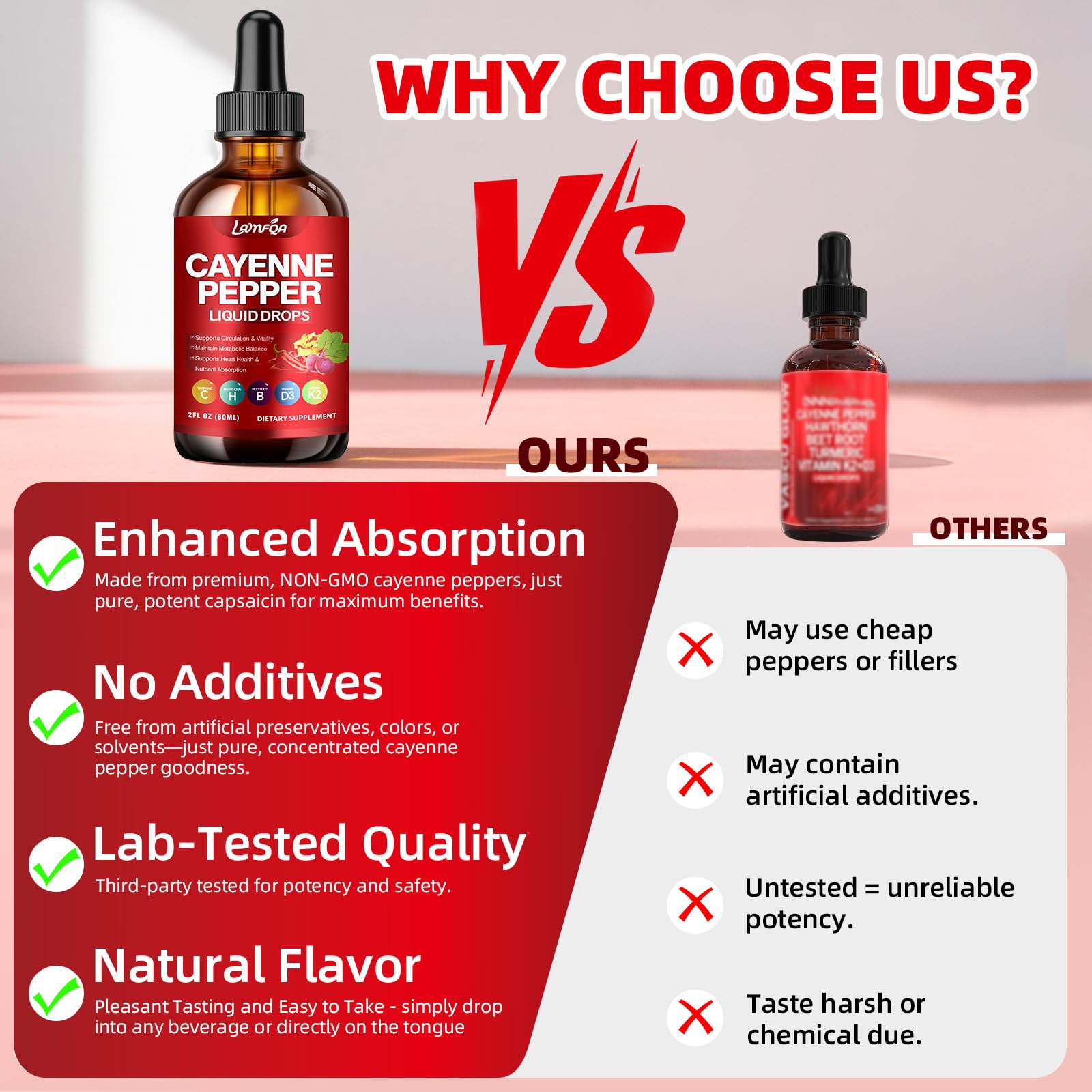 LAMFQA Cayenne Pepper Liquid Drops 30ml with black pepper extract