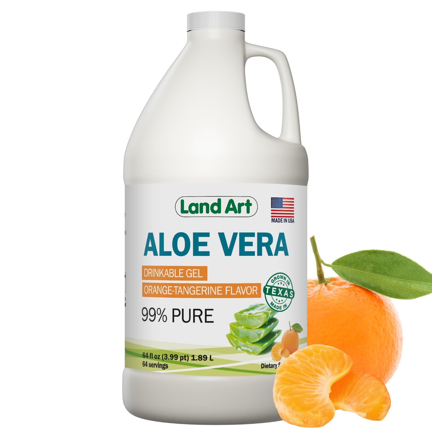 Land Art Aloe Vera Gel 99.7% Pure Orange and Tangerine front view