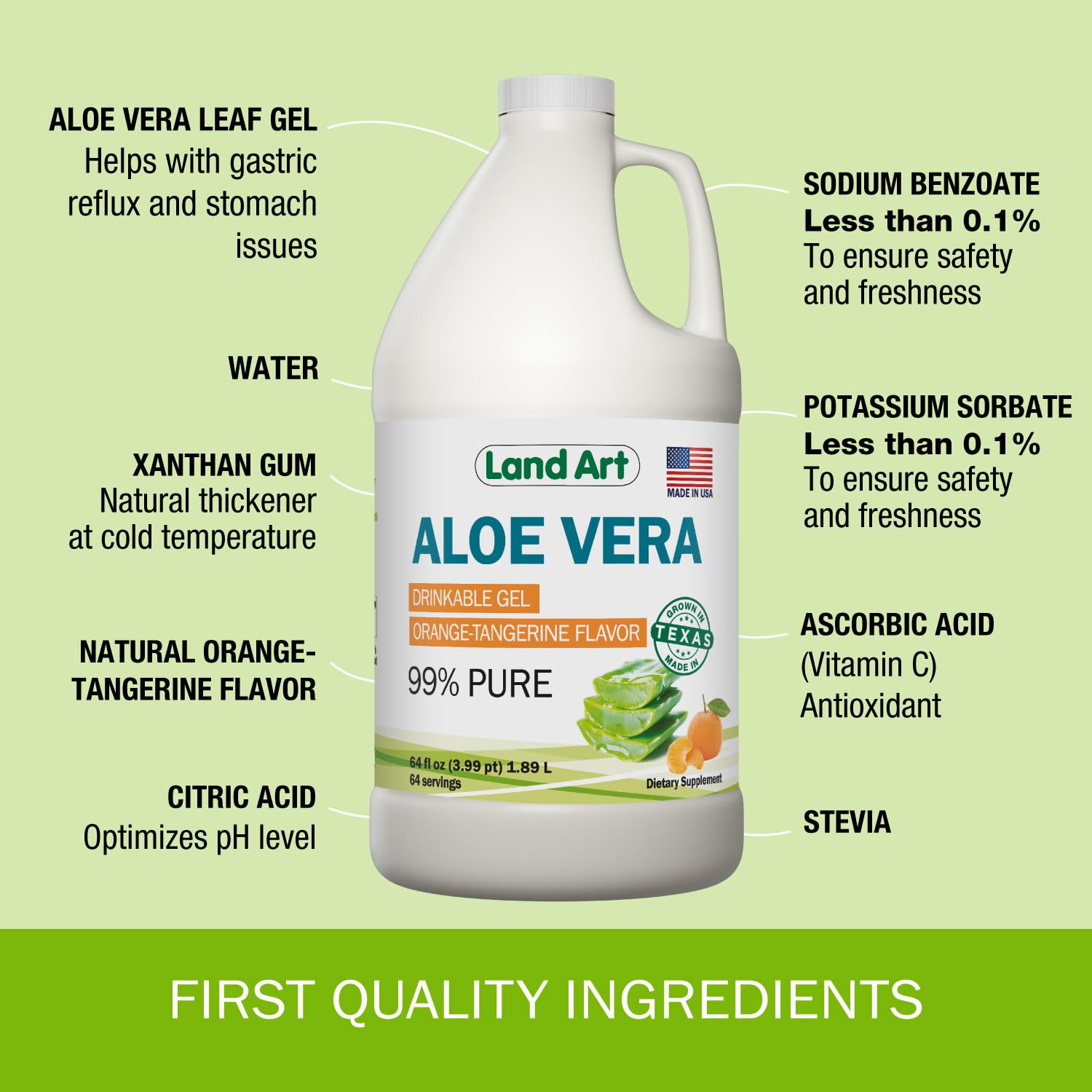 Land Art Aloe Vera Gel 99.7% Pure Orange and Tangerine packaging