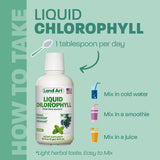 Land Art Liquid Chlorophyll 500ml bottle on a wooden table
