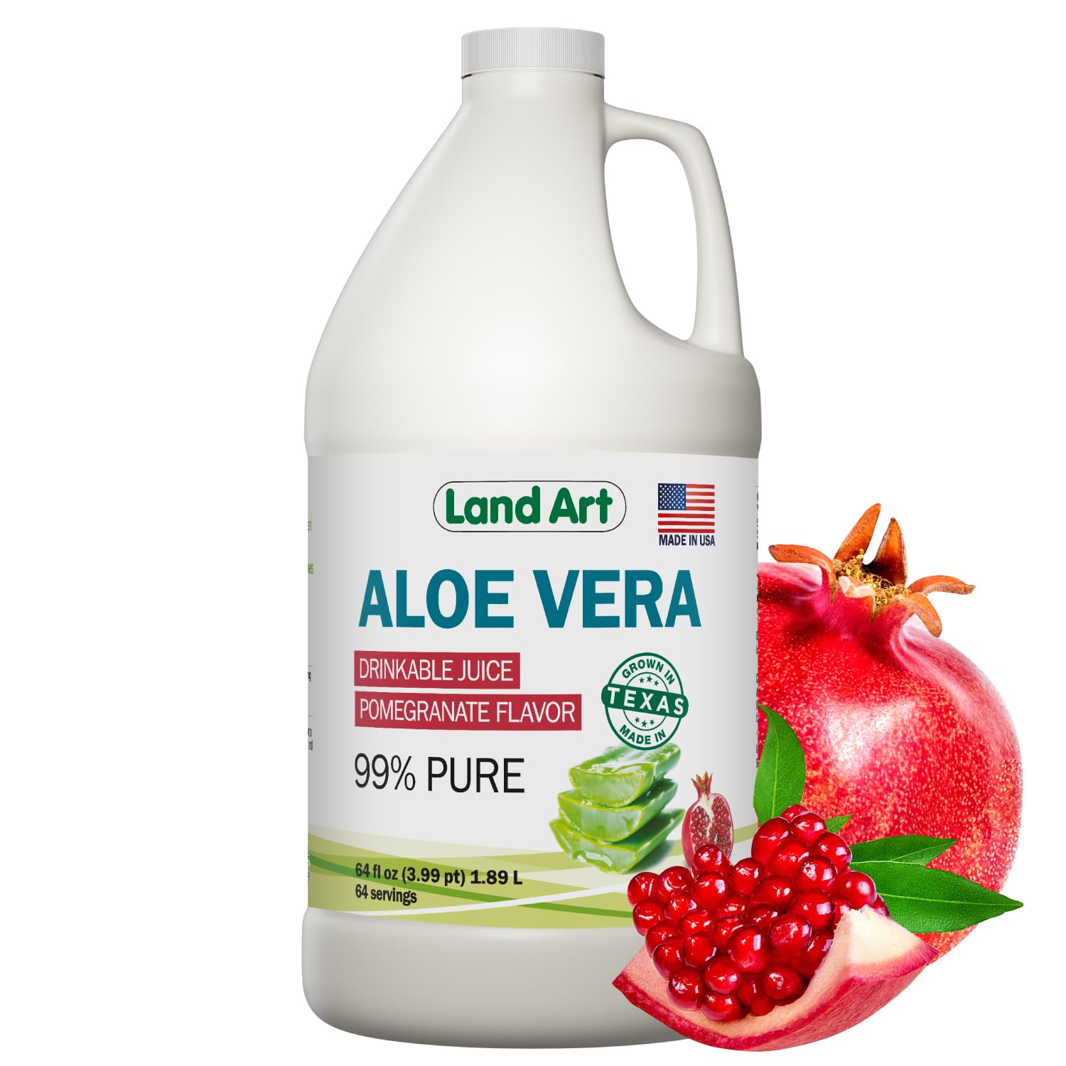 Land Art Pomegranate Aloe Vera Juice bottle front view