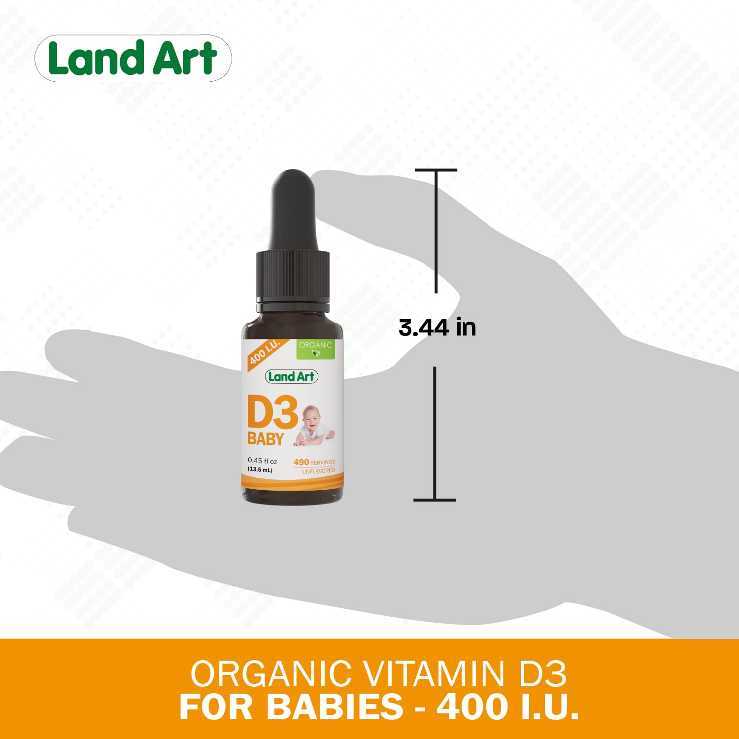 Land Art Vitamin D3 Drops packaging and ingredients