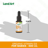 Land Art Vitamin D3 Drops packaging and ingredients