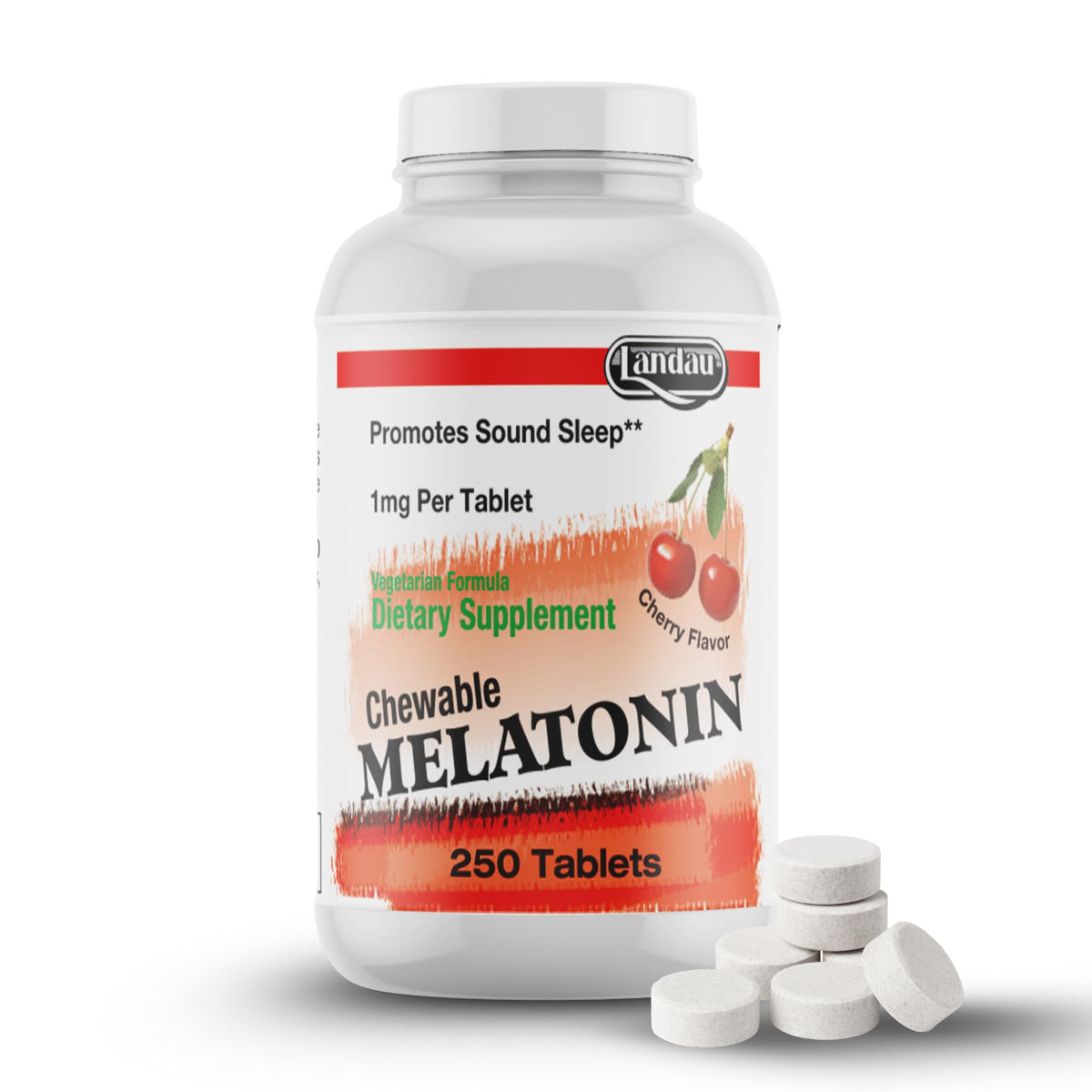 LANDAU Chewable Melatonin 1 mg Tablets front view