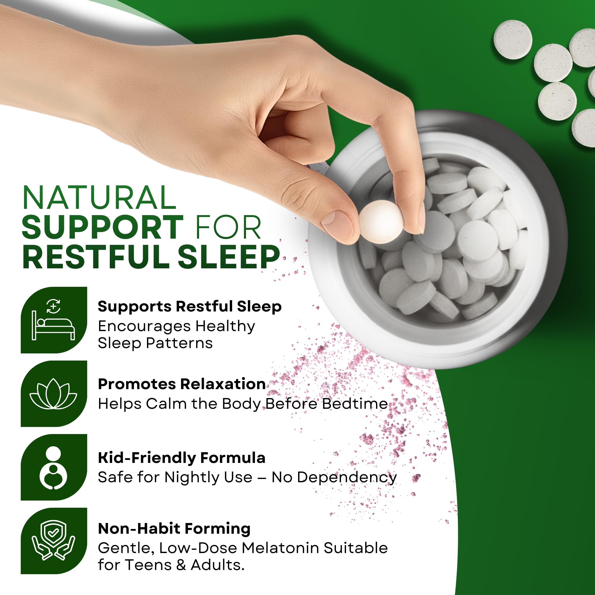 LANDAU Chewable Melatonin 1 mg Tablets with mixed berry flavour