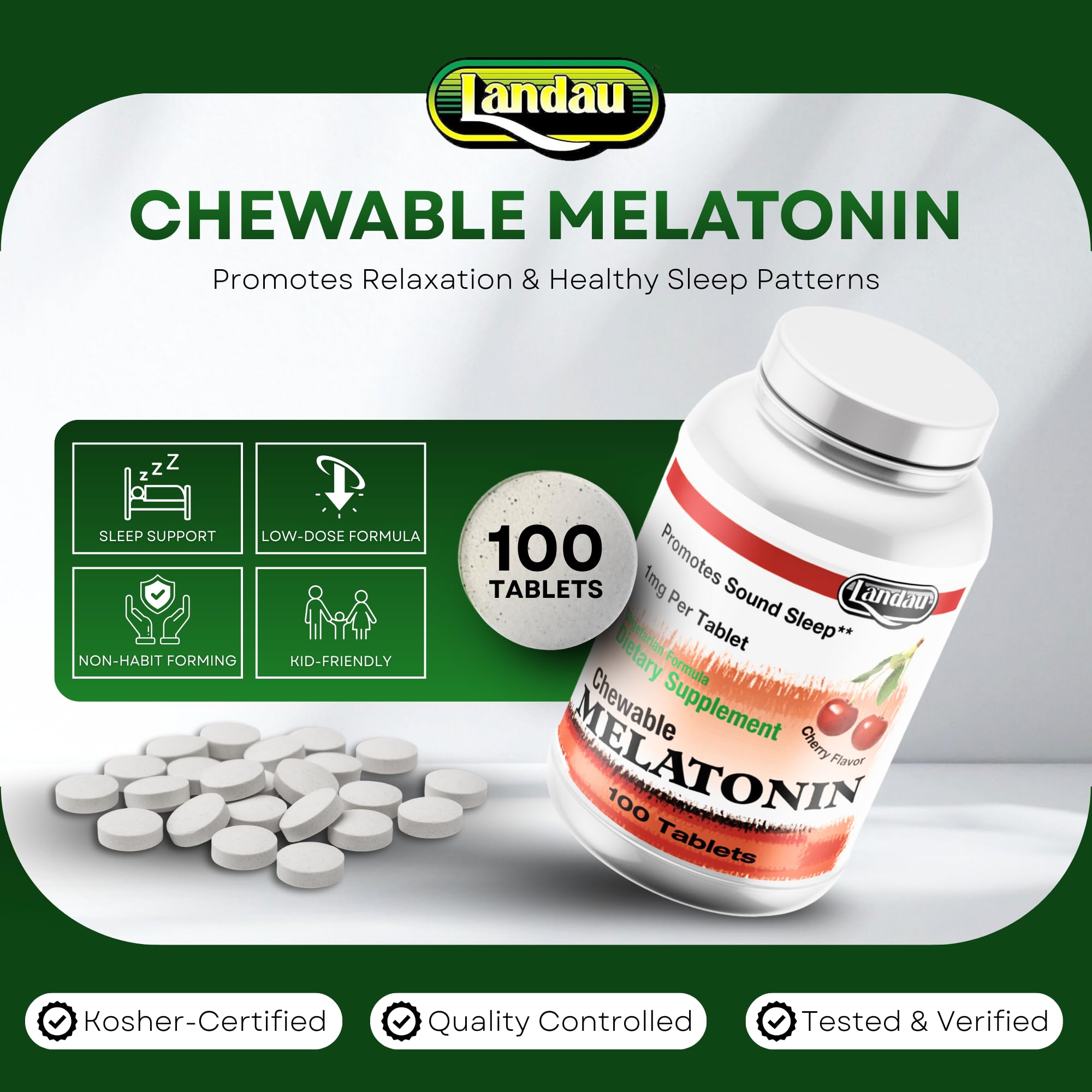 LANDAU Chewable Melatonin 1MG for Children packaging