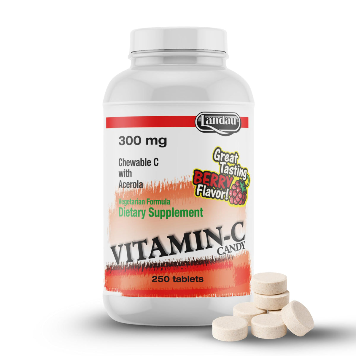 LANDAU Chewable Vitamin C 90 tablets front view