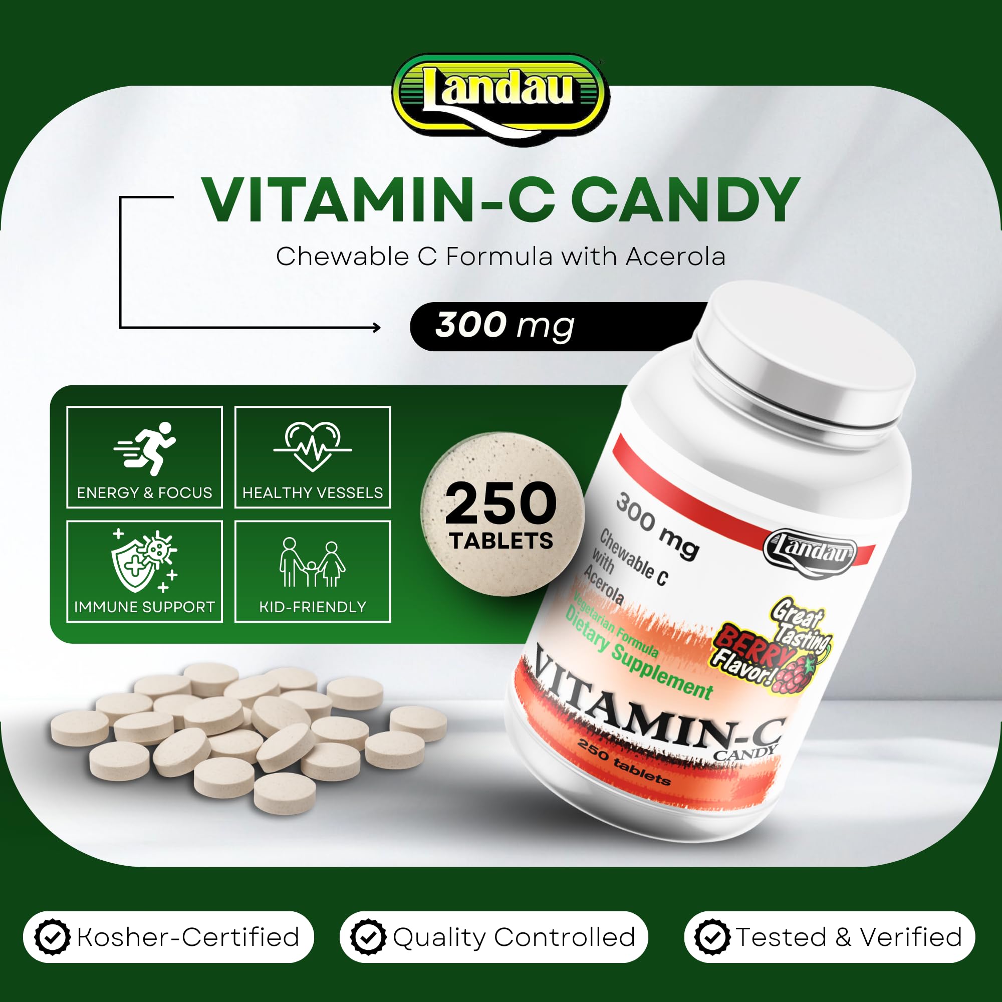 LANDAU Chewable Vitamin C packaging side view