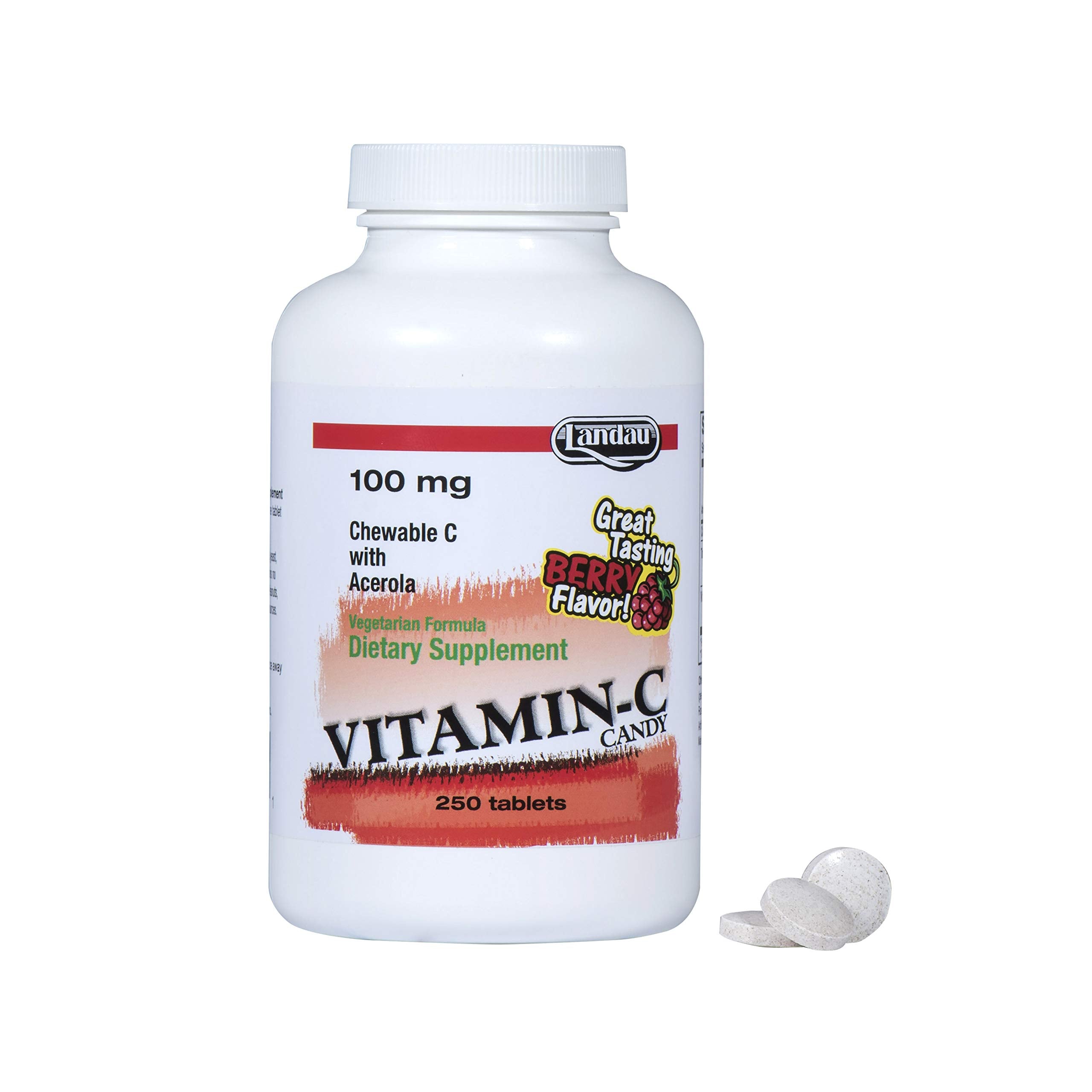 LANDAU Chewable Vitamin C Tablets 100mg Berry Flavour front view