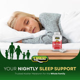 LANDAU Melty Melatonin Fast Dissolve Tablets with a glass of water