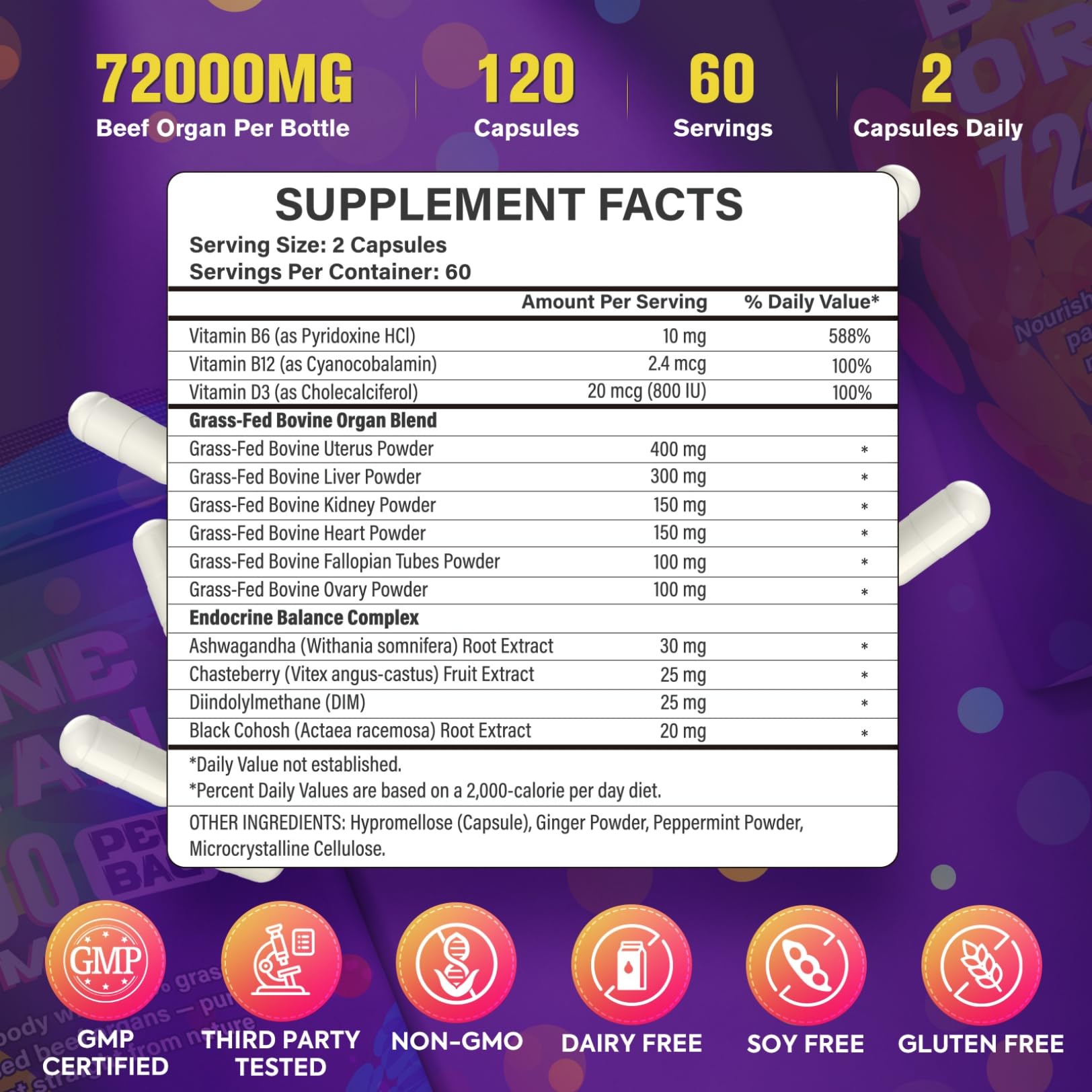 lanhuilin Female-Focused Beef Organ Complex displayed with other health supplements
