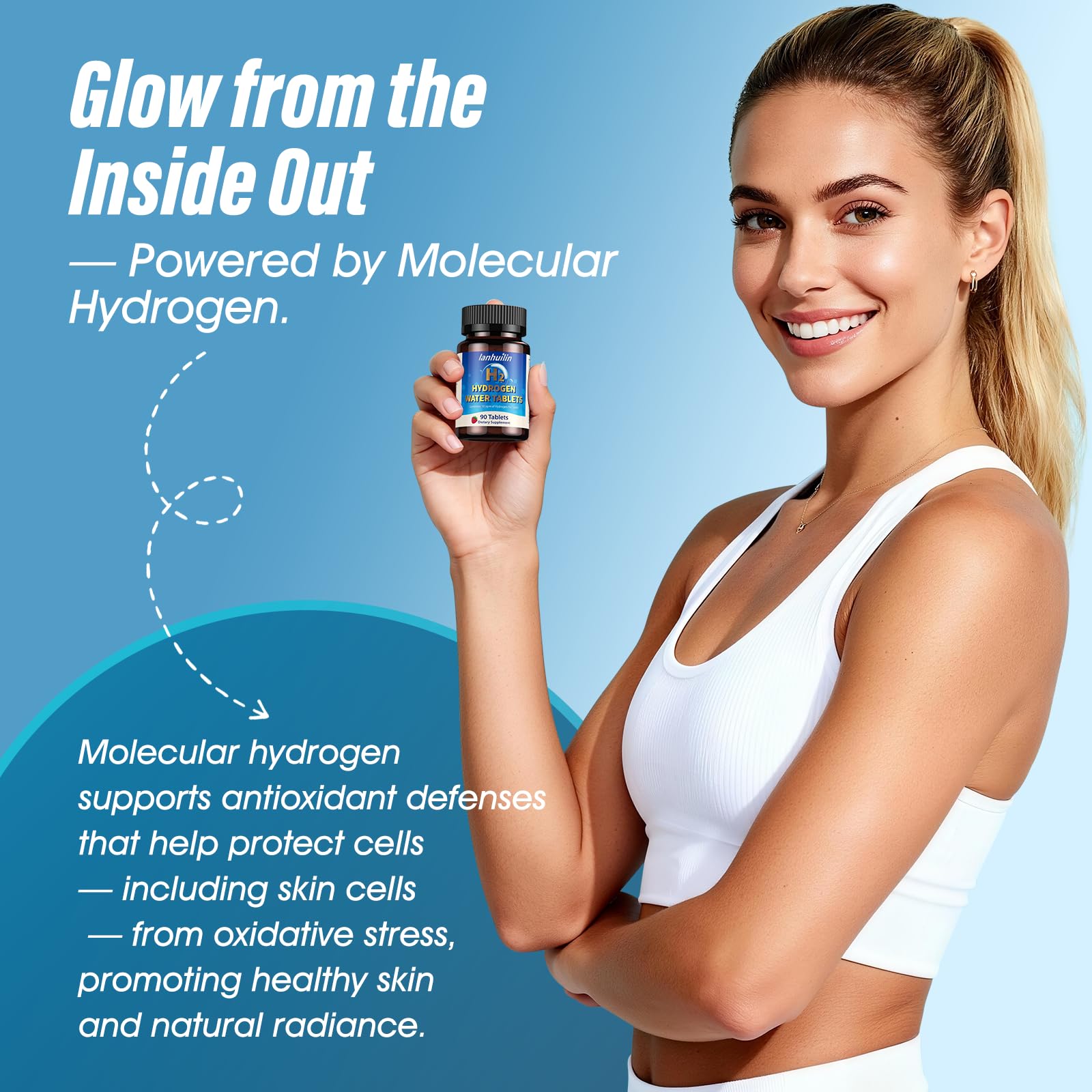 lanhuilin H2 Hydrogen Tablets bottle side view