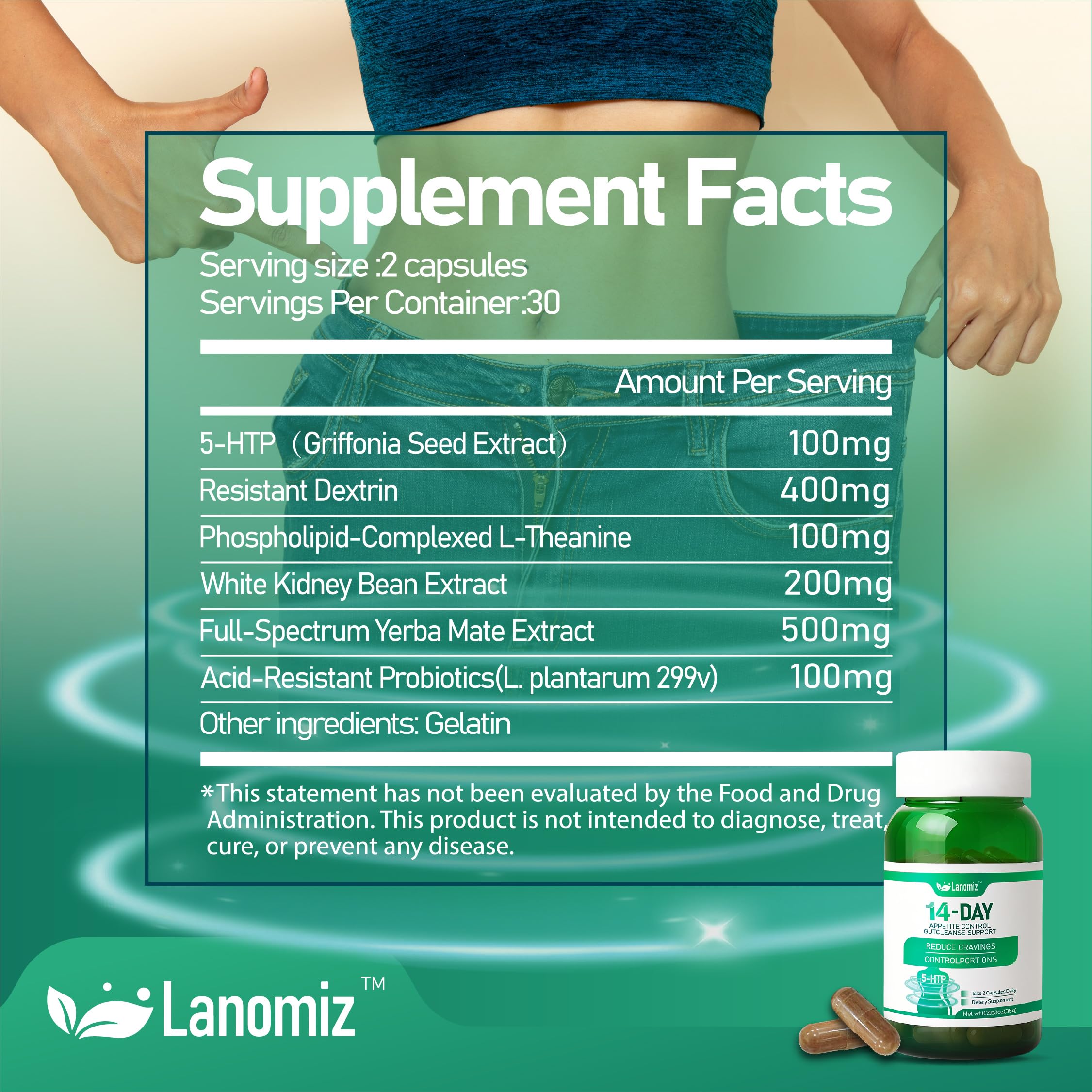 Lanomiz Prebiotic Supplement 95g with a glass of water