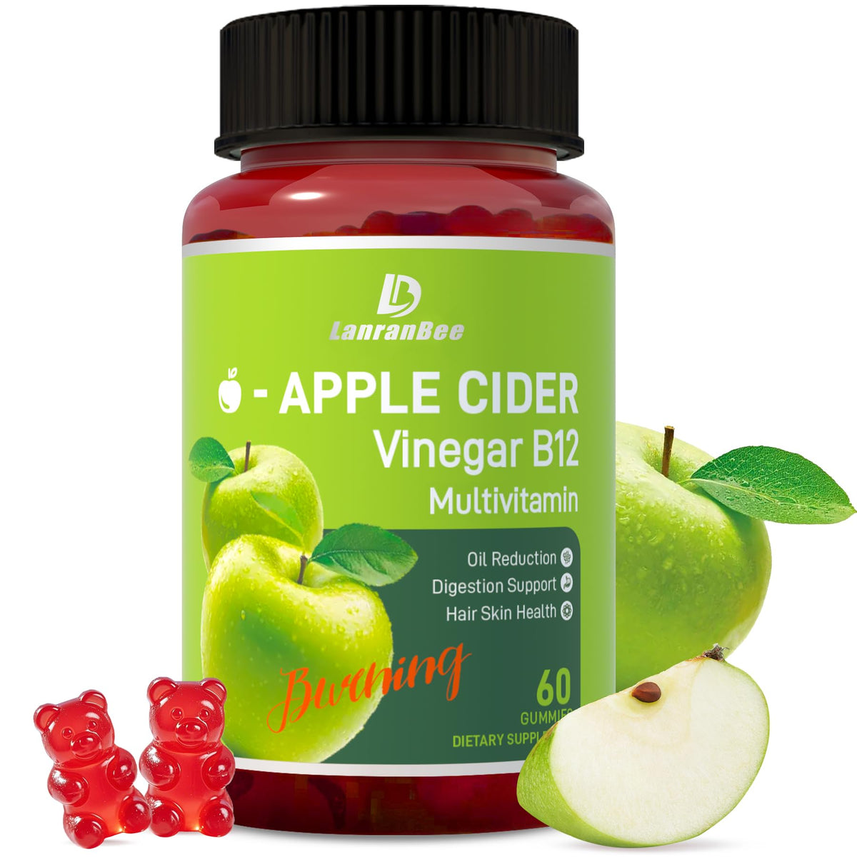 LanranBee Apple Cider Vinegar Gummies front view with packaging