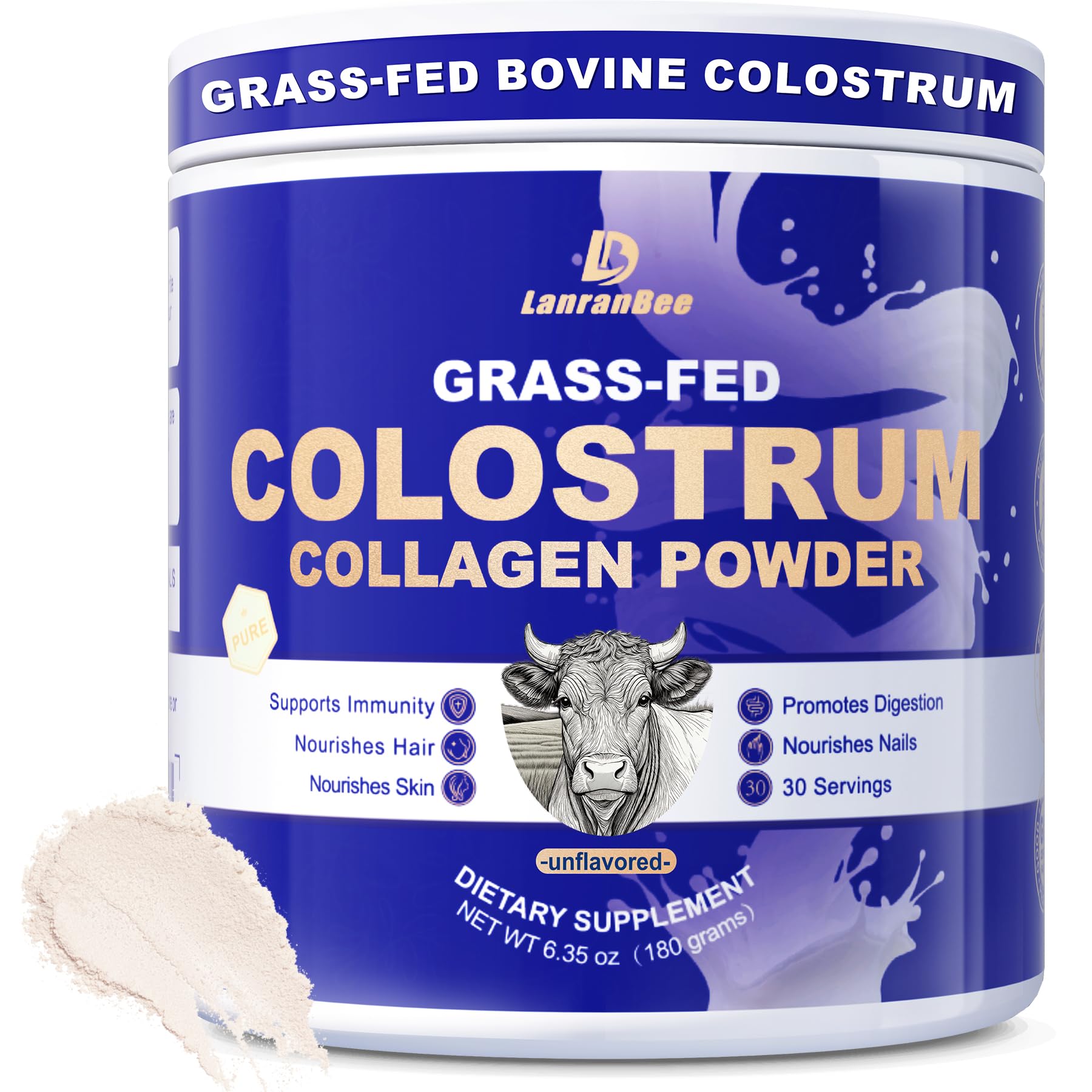 LanranBee Colostrum and Collagen Powder 2000mg front view