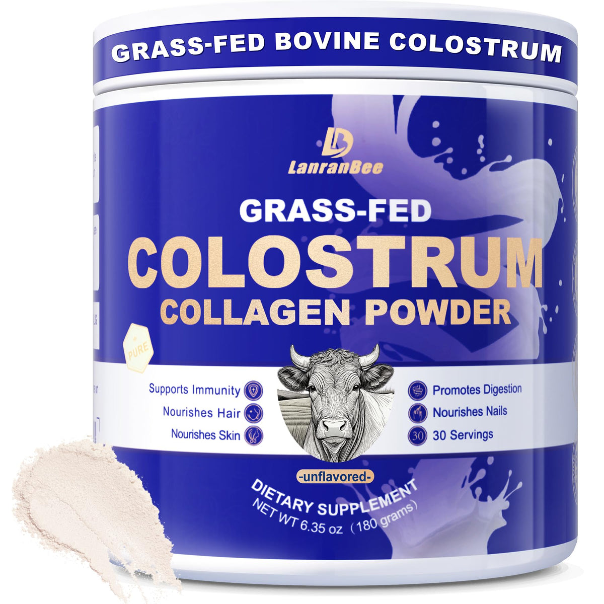LanranBee Colostrum and Collagen Powder 2000mg front view