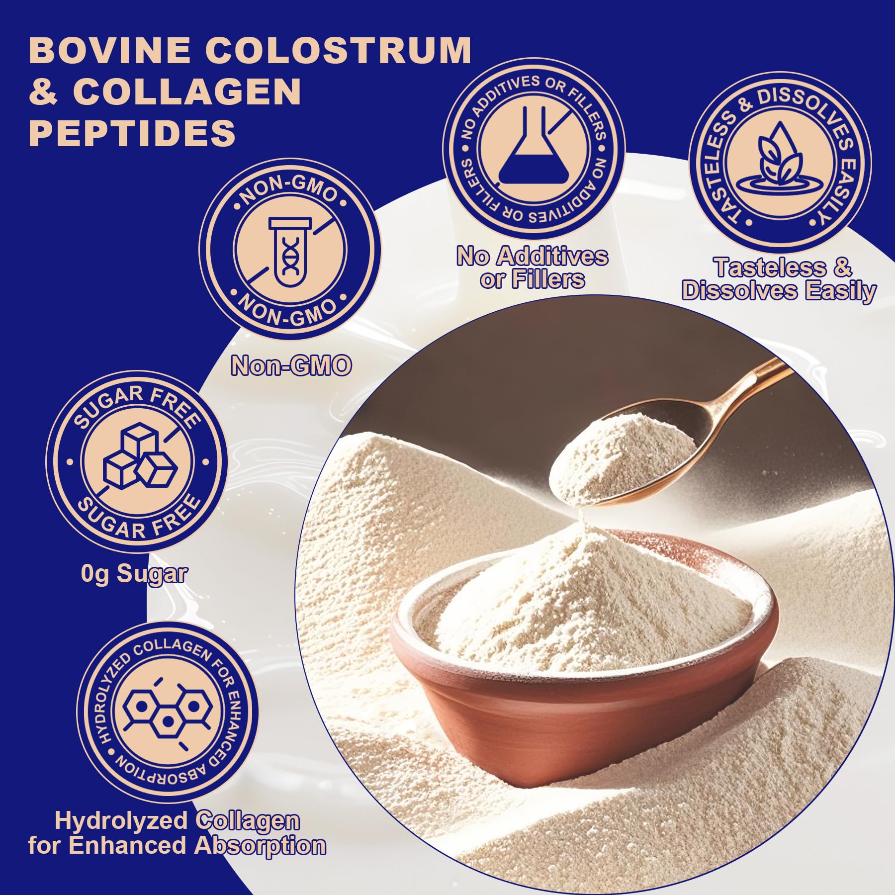 LanranBee Colostrum and Collagen Powder on a kitchen counter