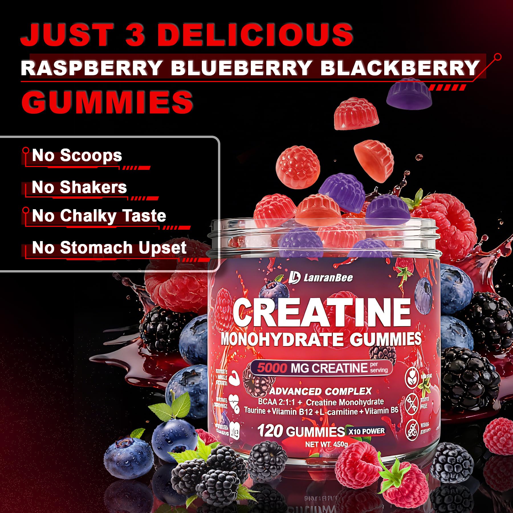 LanranBee Creatine Gummies on a wooden table