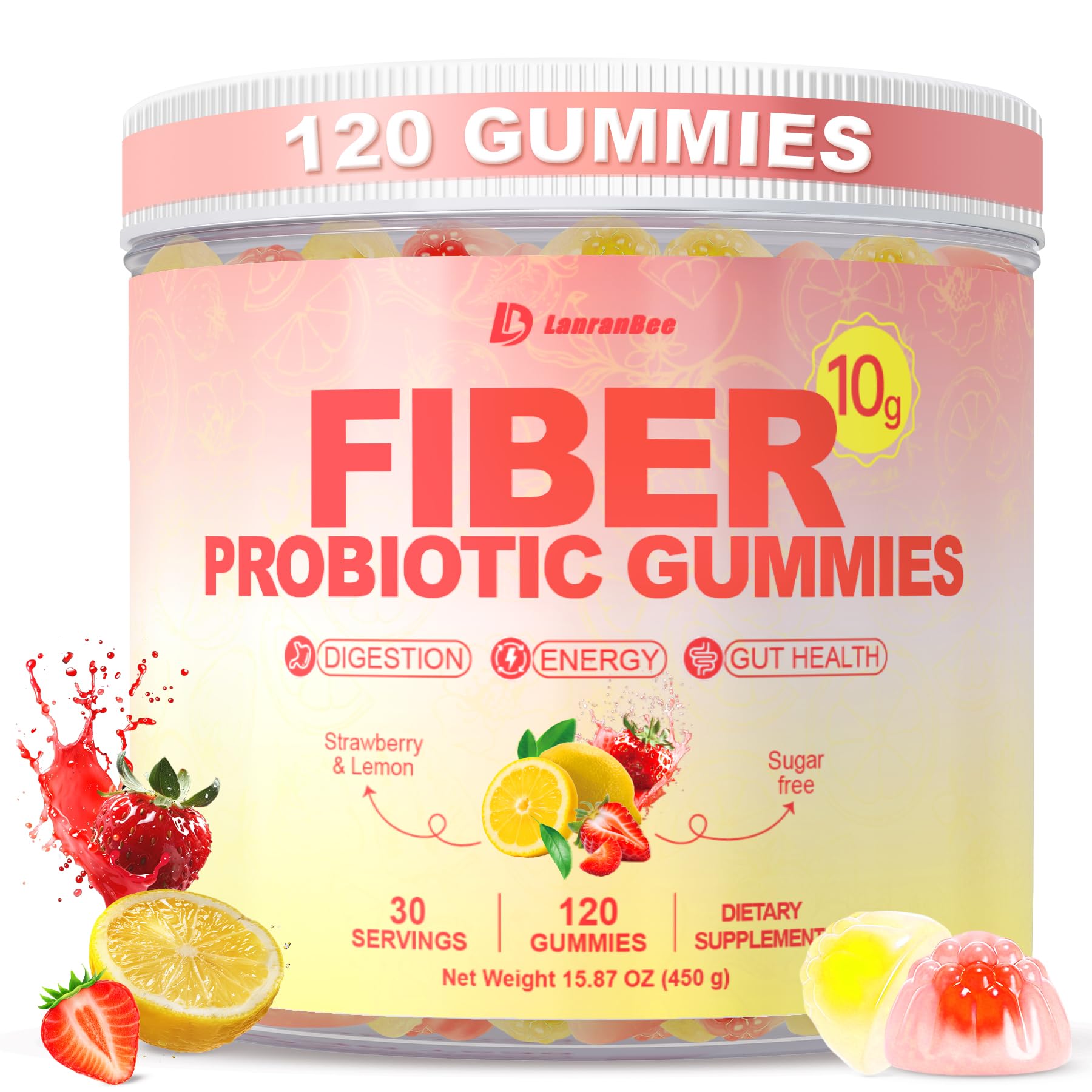 LanranBee Daily Fibre Support Gummies front view packaging