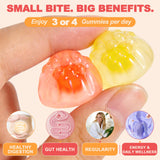 LanranBee Daily Fibre Support Gummies with a handful of gummies