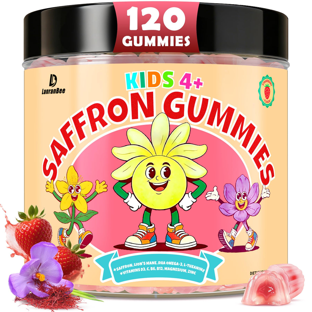 LanranBee Saffron Gummies bottle front view with 120 count