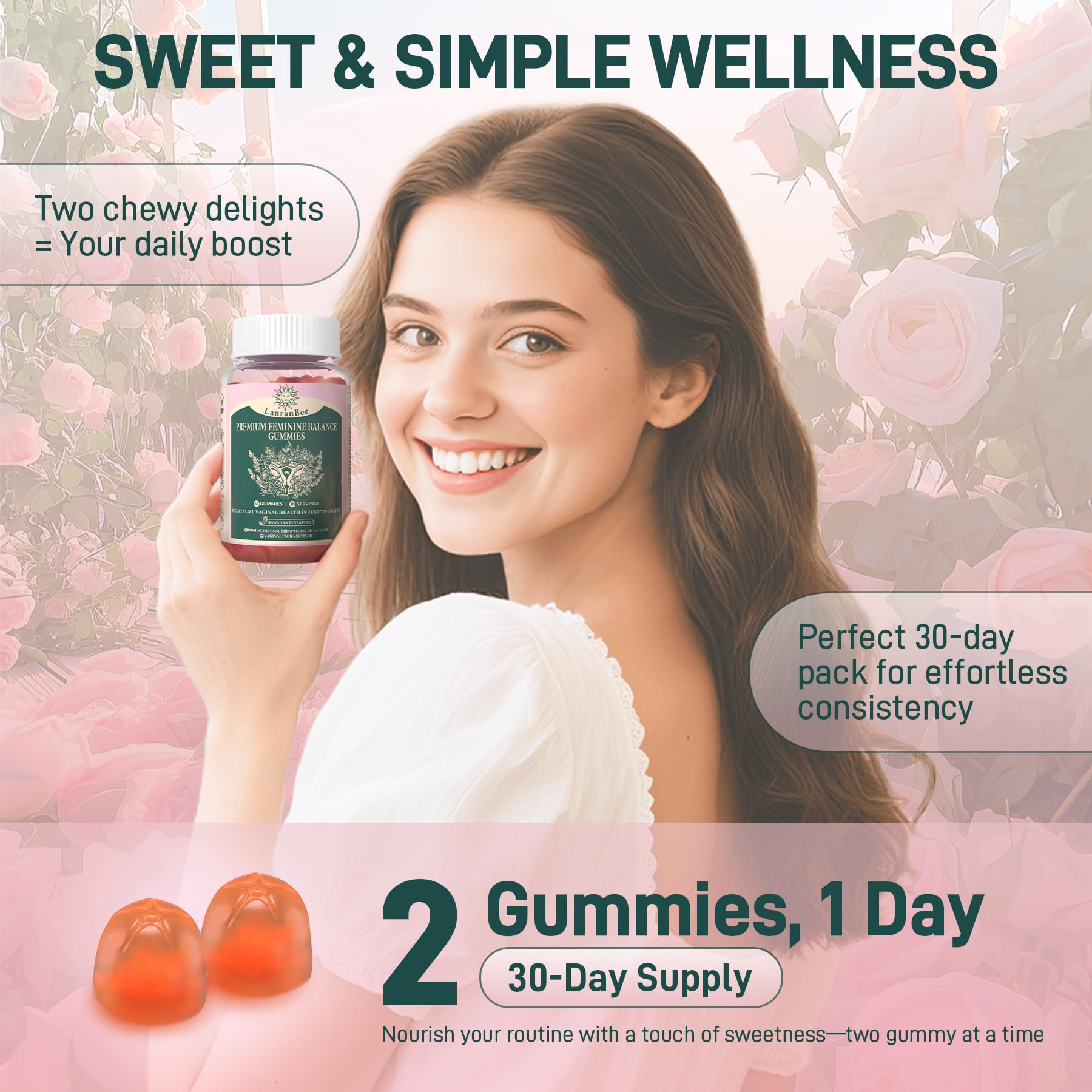 LanranBee Women Probiotic Gummies packaging details