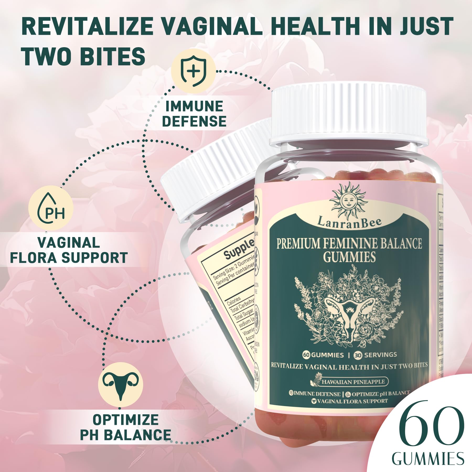 LanranBee Women Probiotic Gummies side view of container