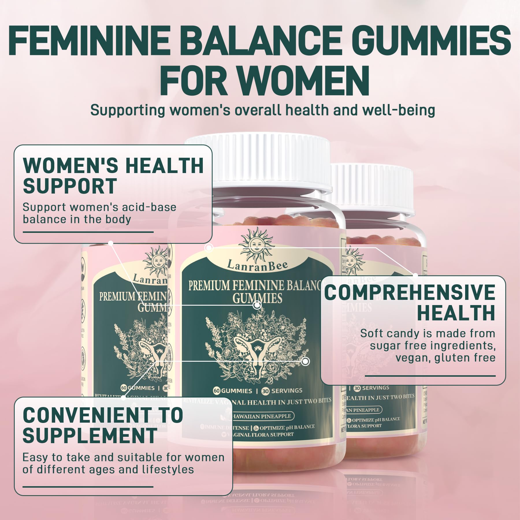 LanranBee Women's Probiotic Gummies side view