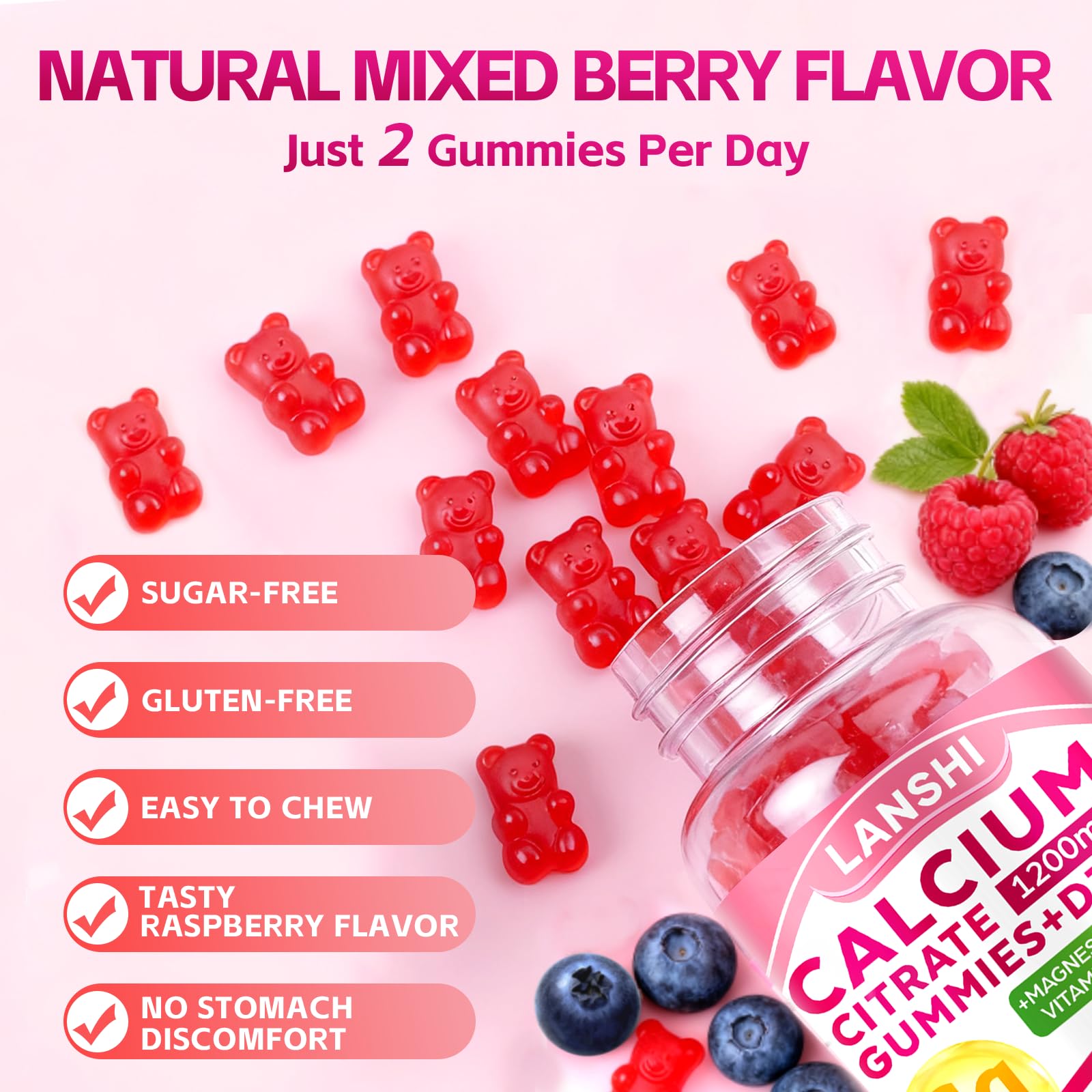 LANSHI Calcium Citrate Gummies 1200mg lifestyle scene with family