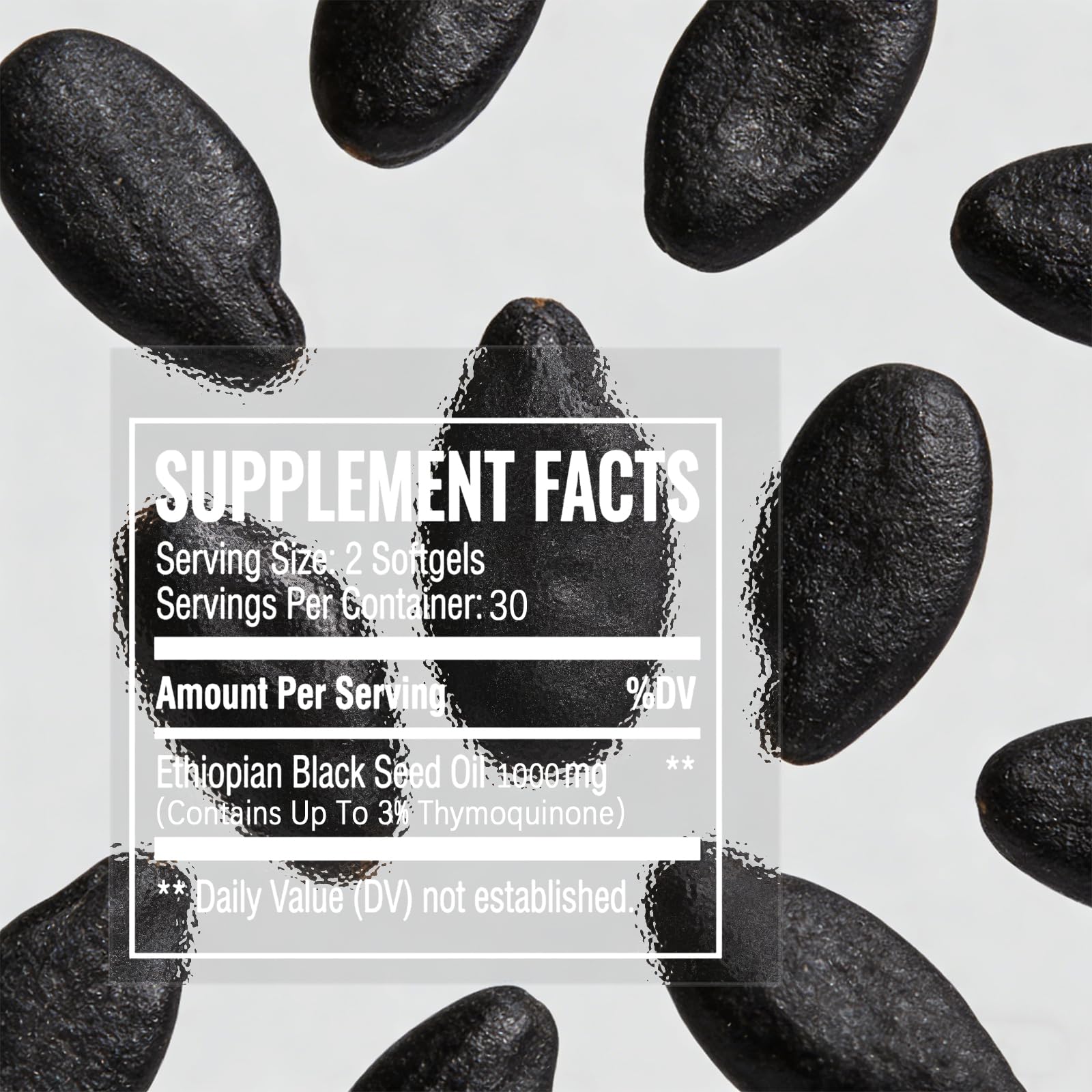 LANZF Black Seed Oil Softgels back view with ingredient details