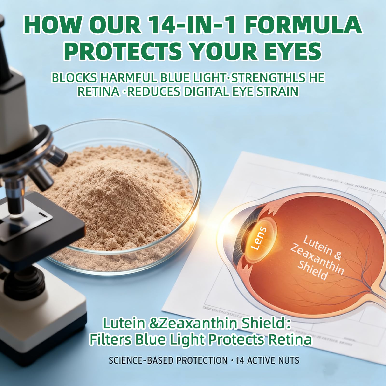 LANZF Blended Vitamin & Mineral Supplement capsules on a wooden surface