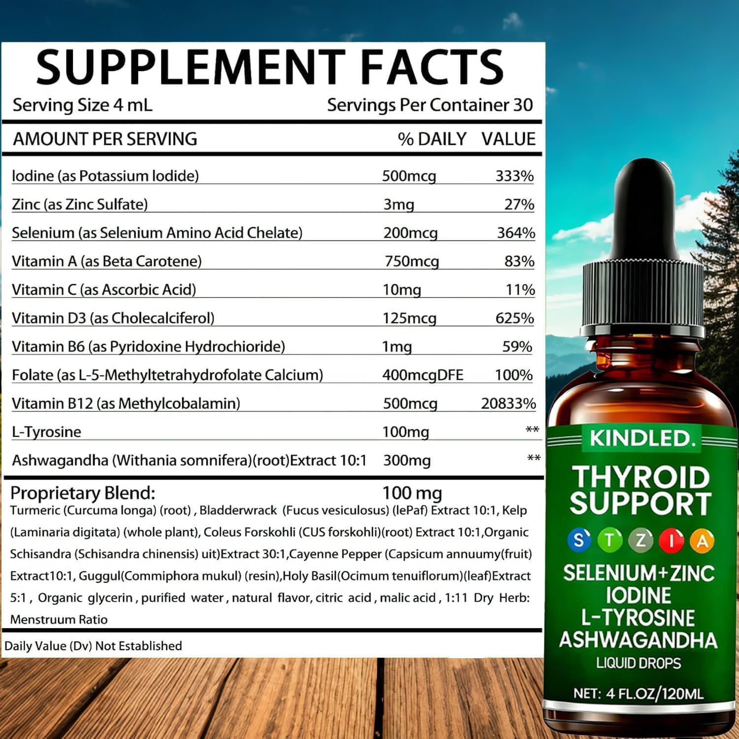 LANZF Thyroid Support Liquid Drops packaging side view