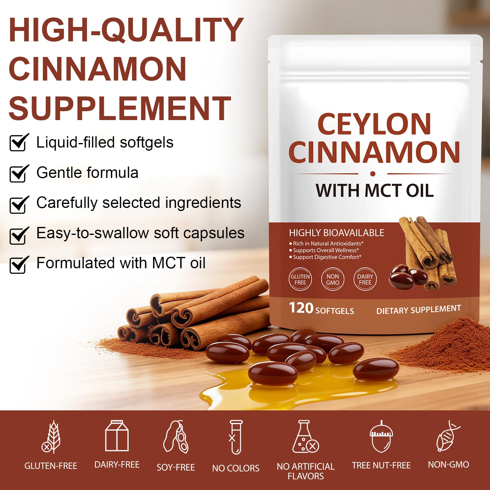 laraspi Cinnamon Supplement side view with nutritional information