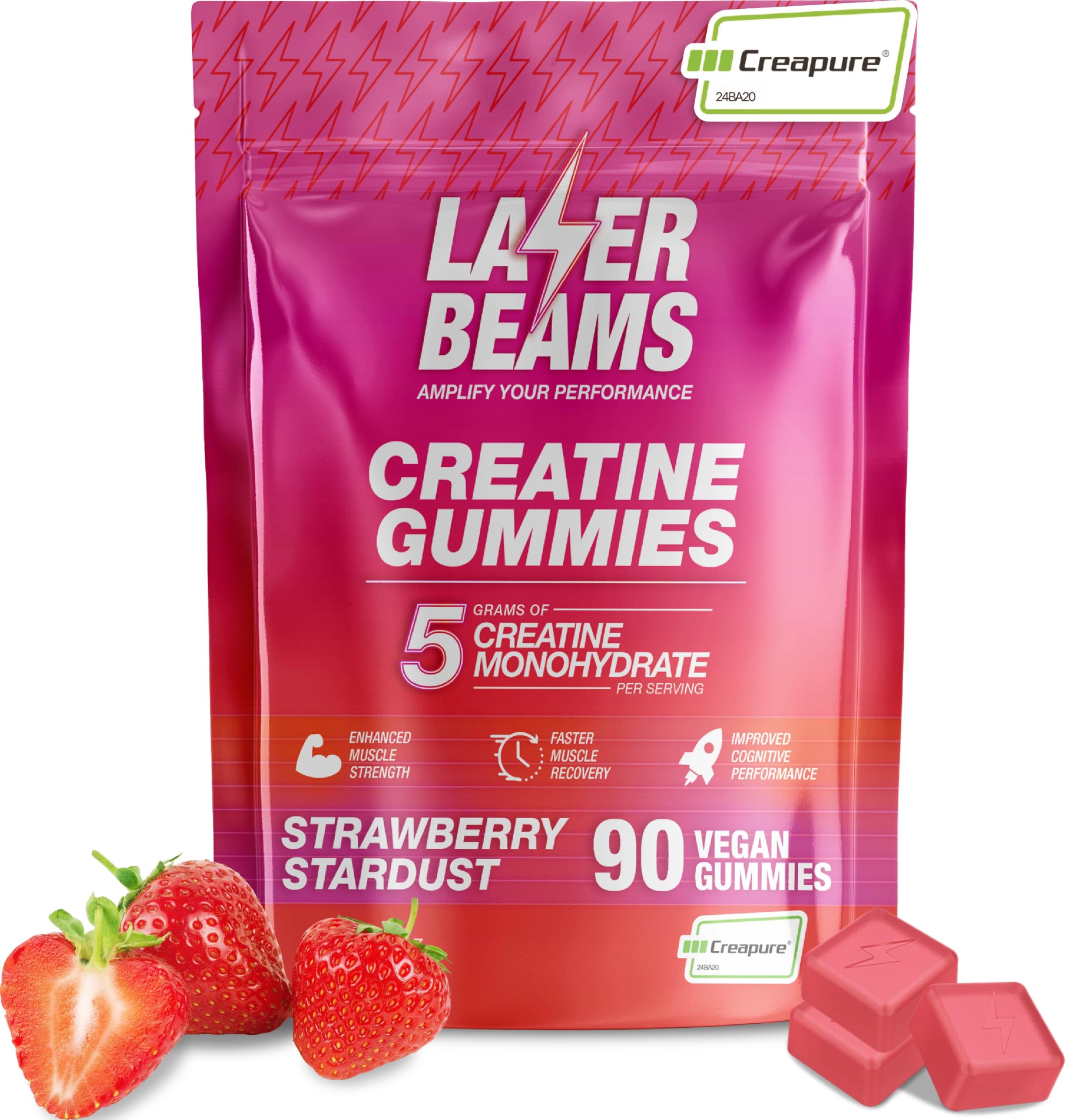Laser Beams Creatine Gummies 410g front view with packaging