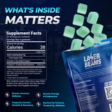 Laser Beams Creatine Gummies with fitness accessories
