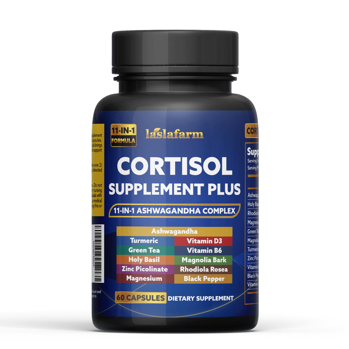 laslafarm Cortisol Complex Plus 11-in-1 Adaptogen Supplement bottle front view