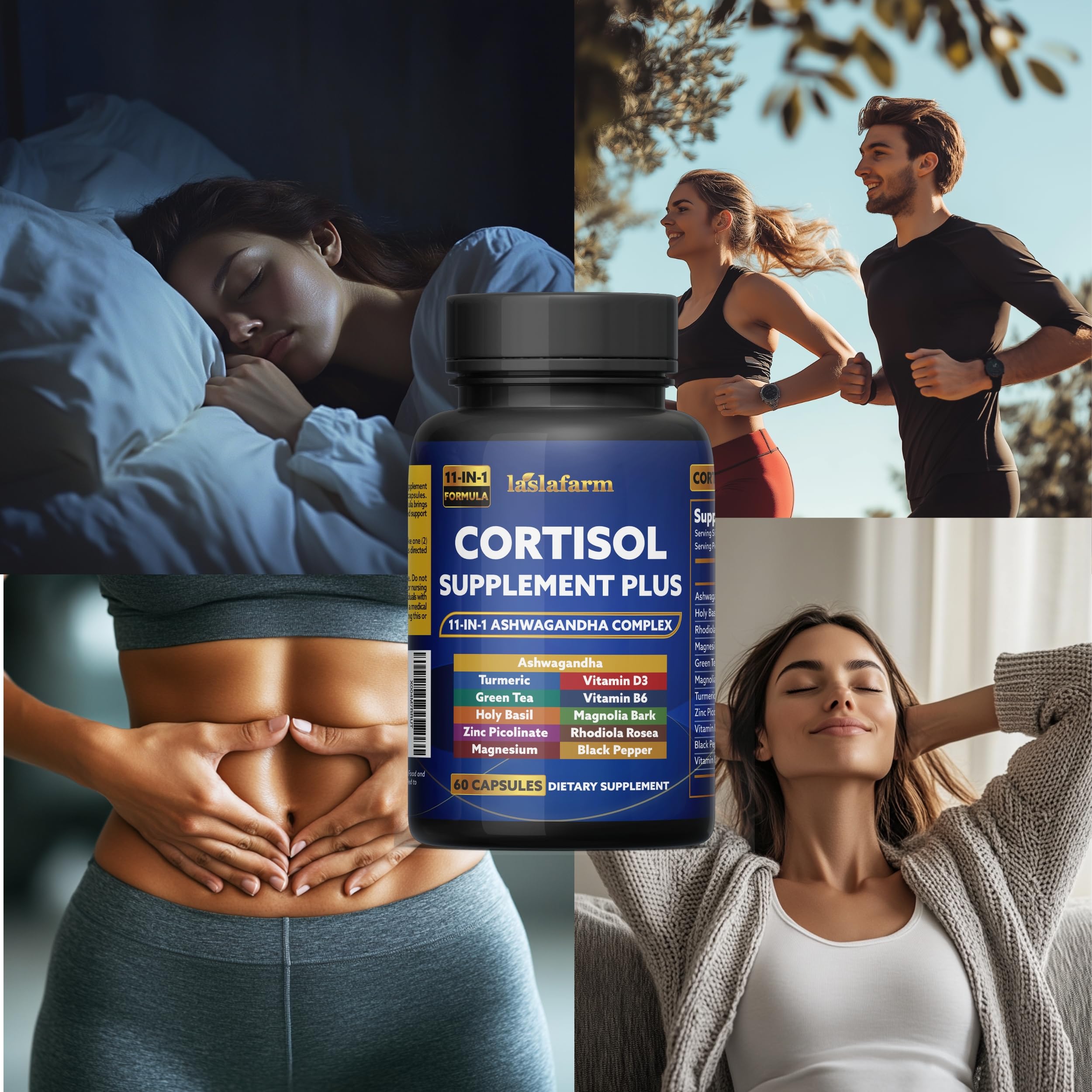 laslafarm Cortisol Complex Plus 11-in-1 Adaptogen Supplement lifestyle scene