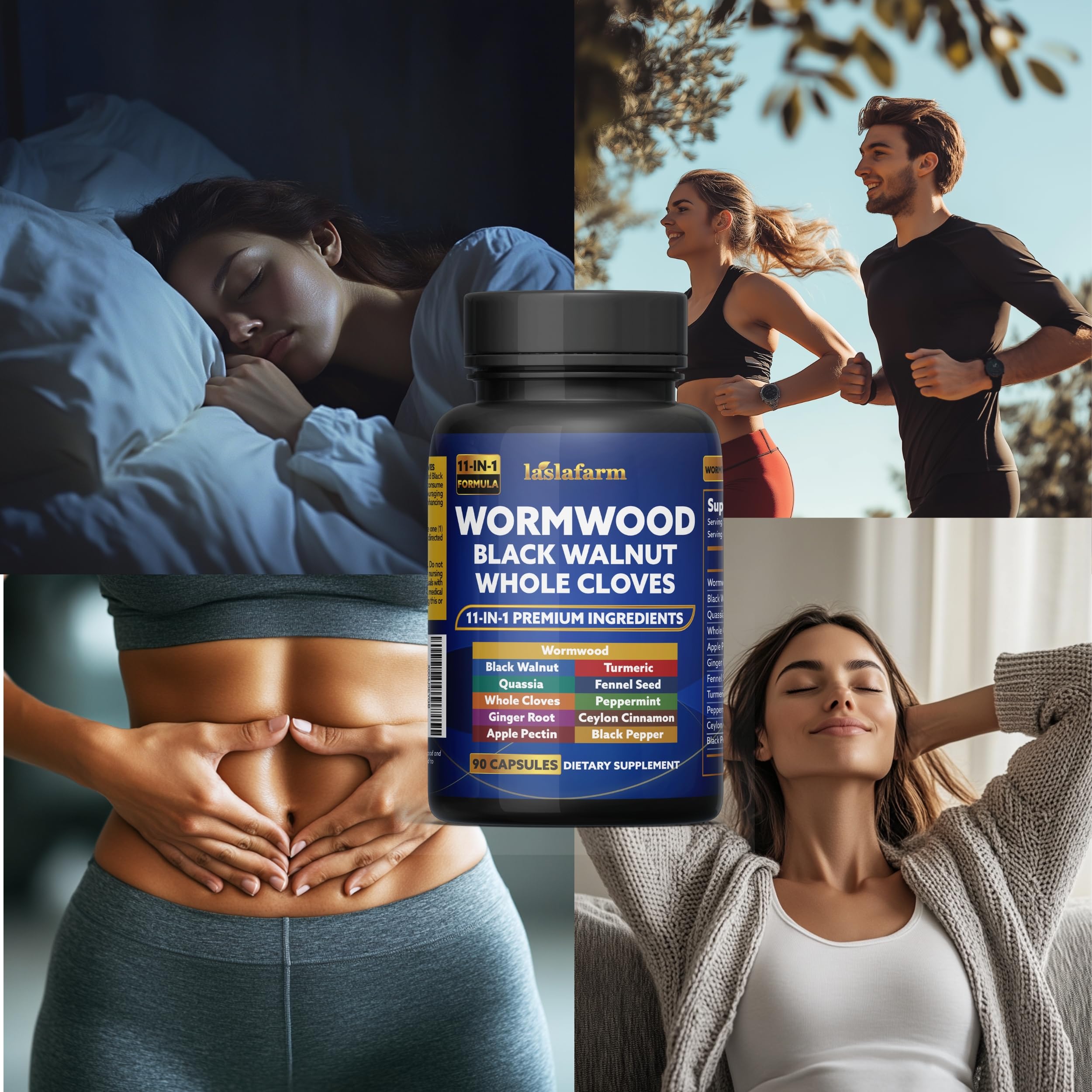 laslafarm Wormwood Herb Supplement bottle side view