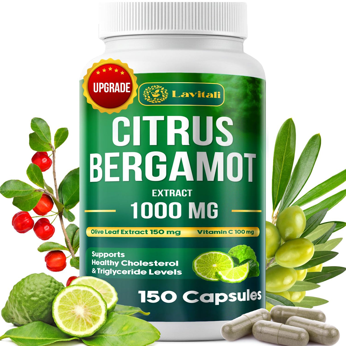LaVitali Citrus Bergamot Capsules 1000mg front view