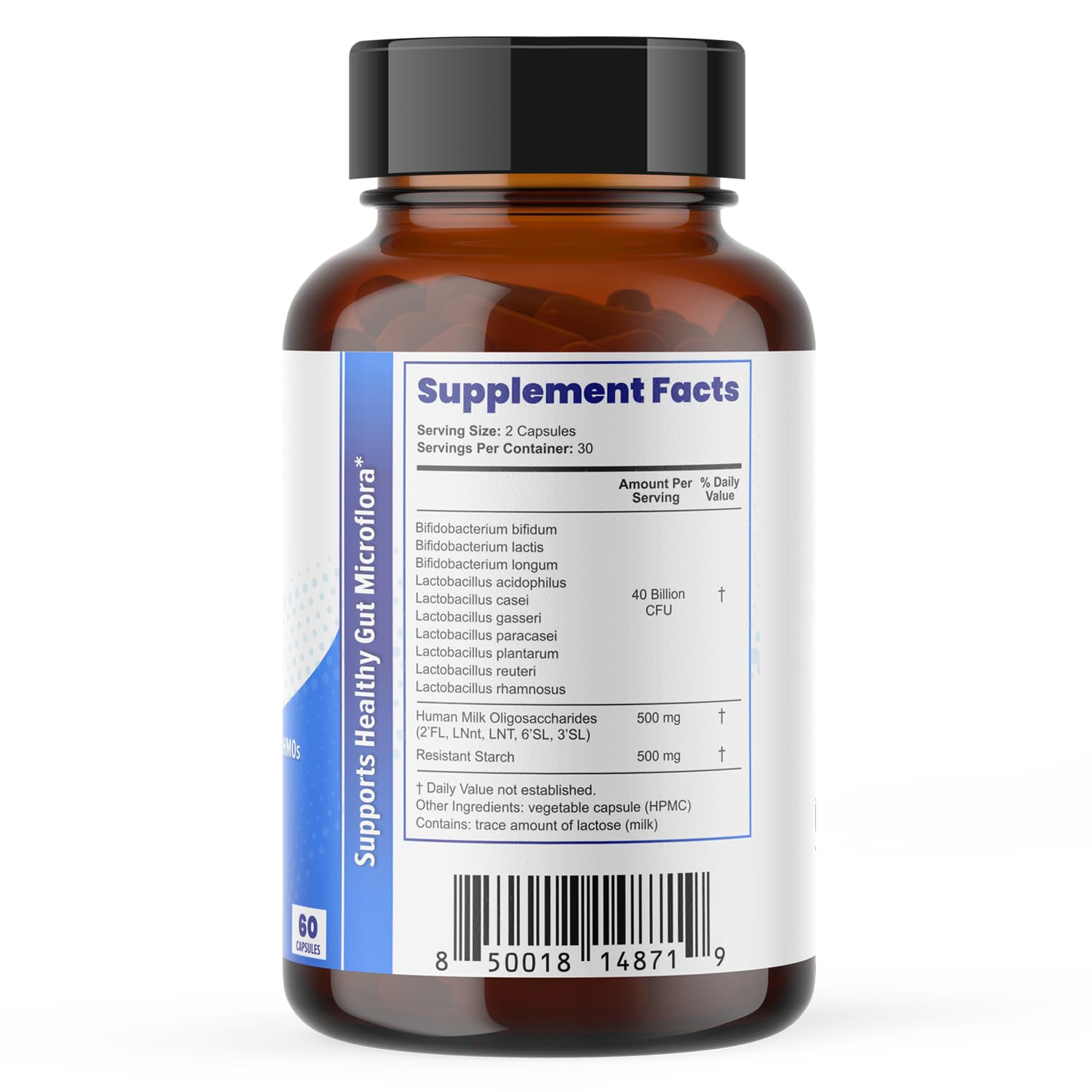 Layer Origin Synbiotic Capsules on a wooden table with natural light
