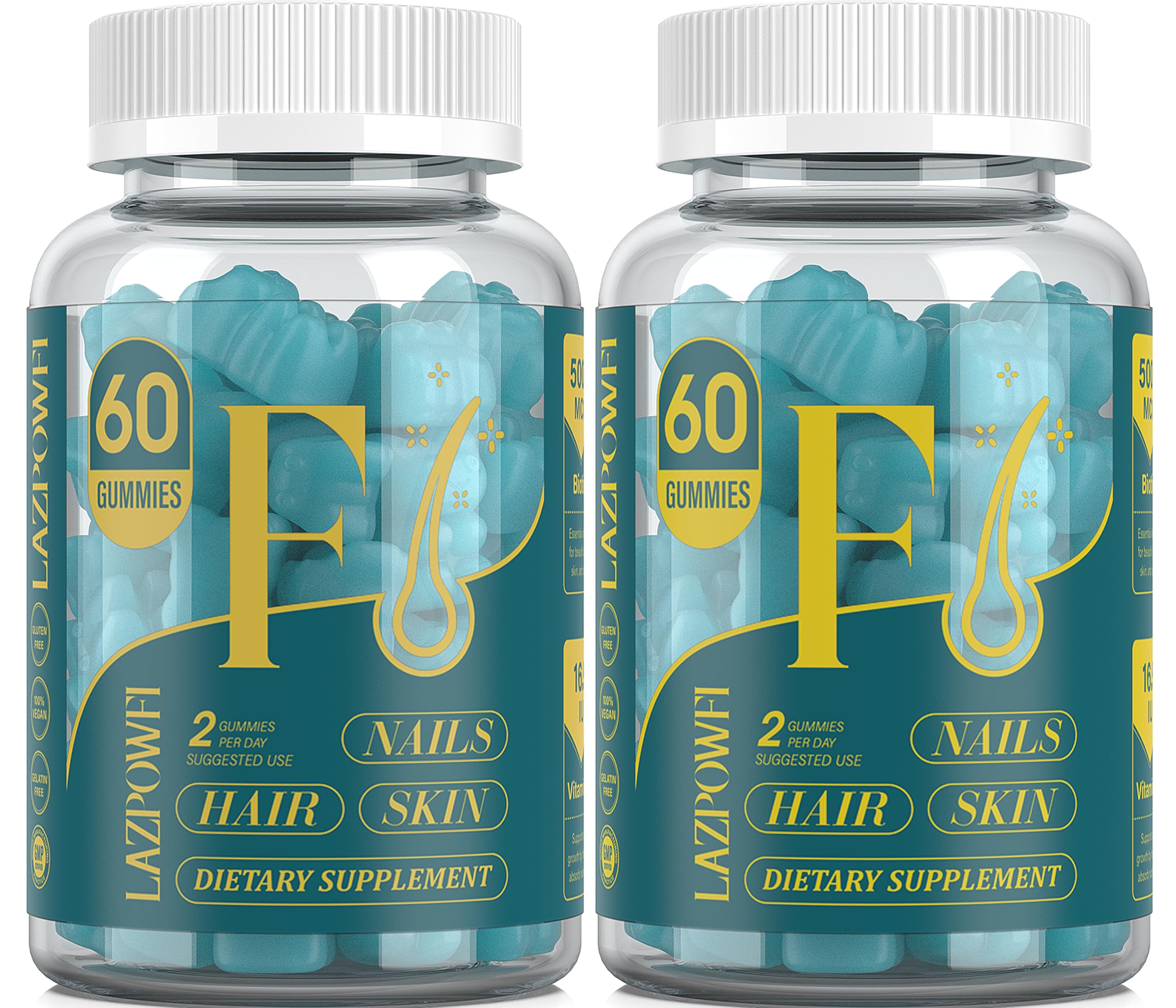 Lazpowfi Biotin Gummies front view with bear-shaped design