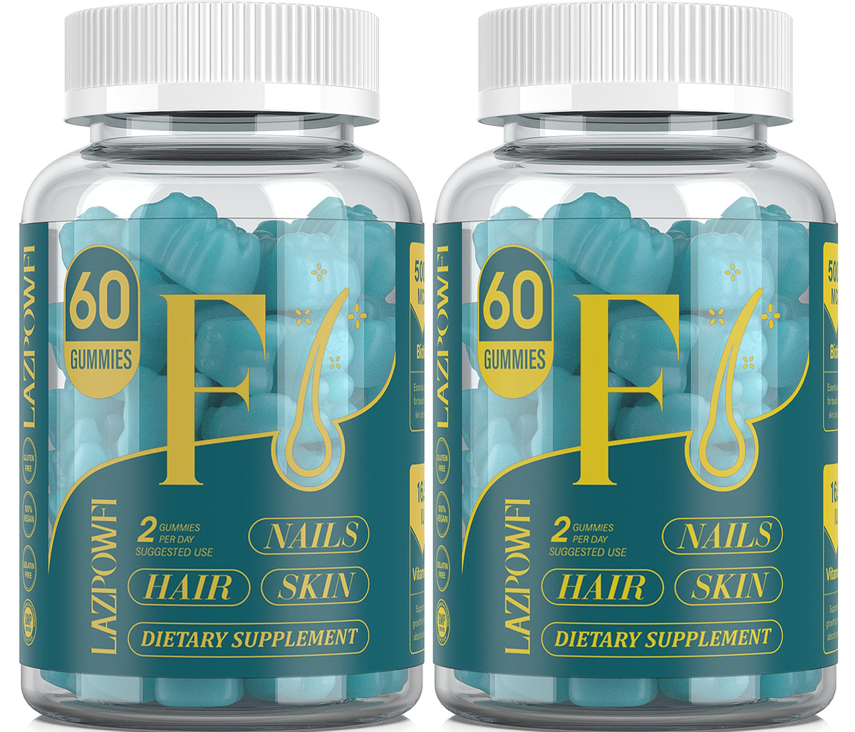 Lazpowfi Biotin Gummies front view with bear-shaped design