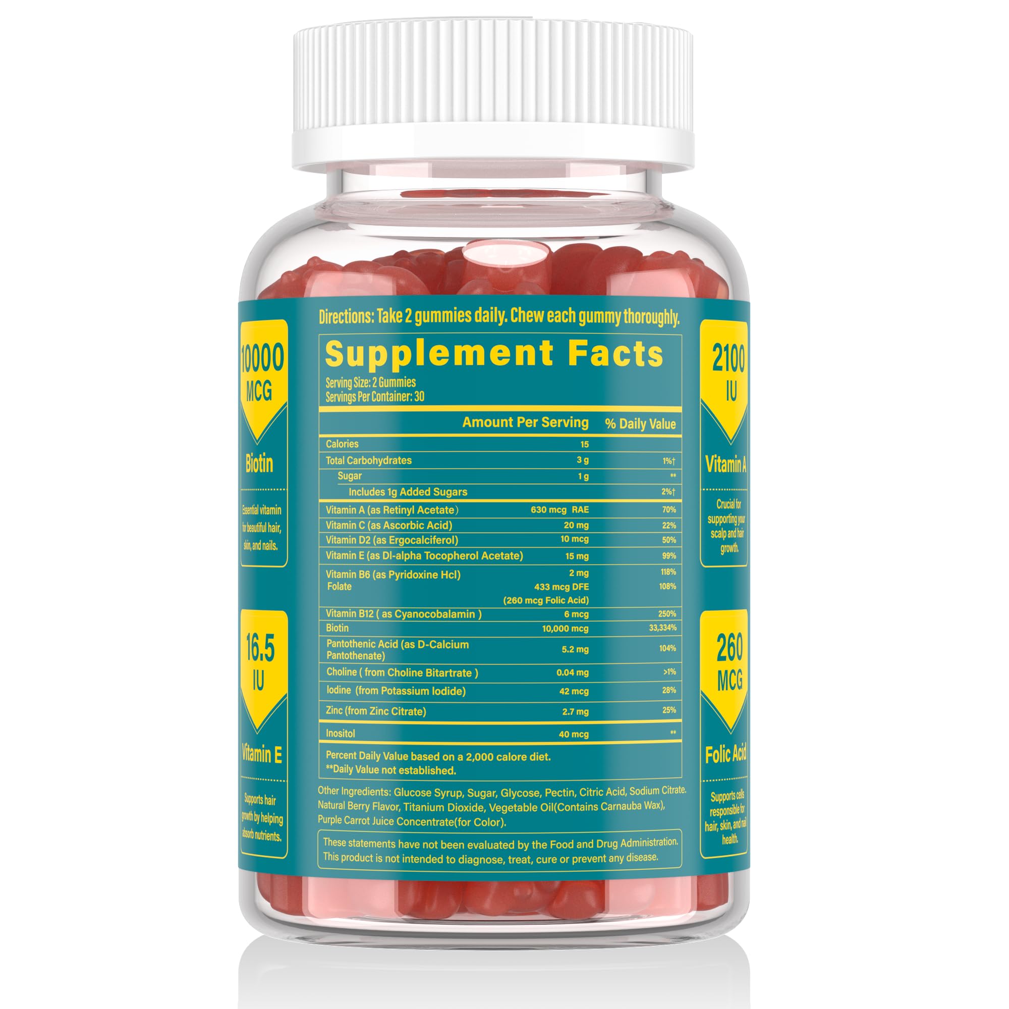 Lazpowfi Biotin Gummies packaging side view