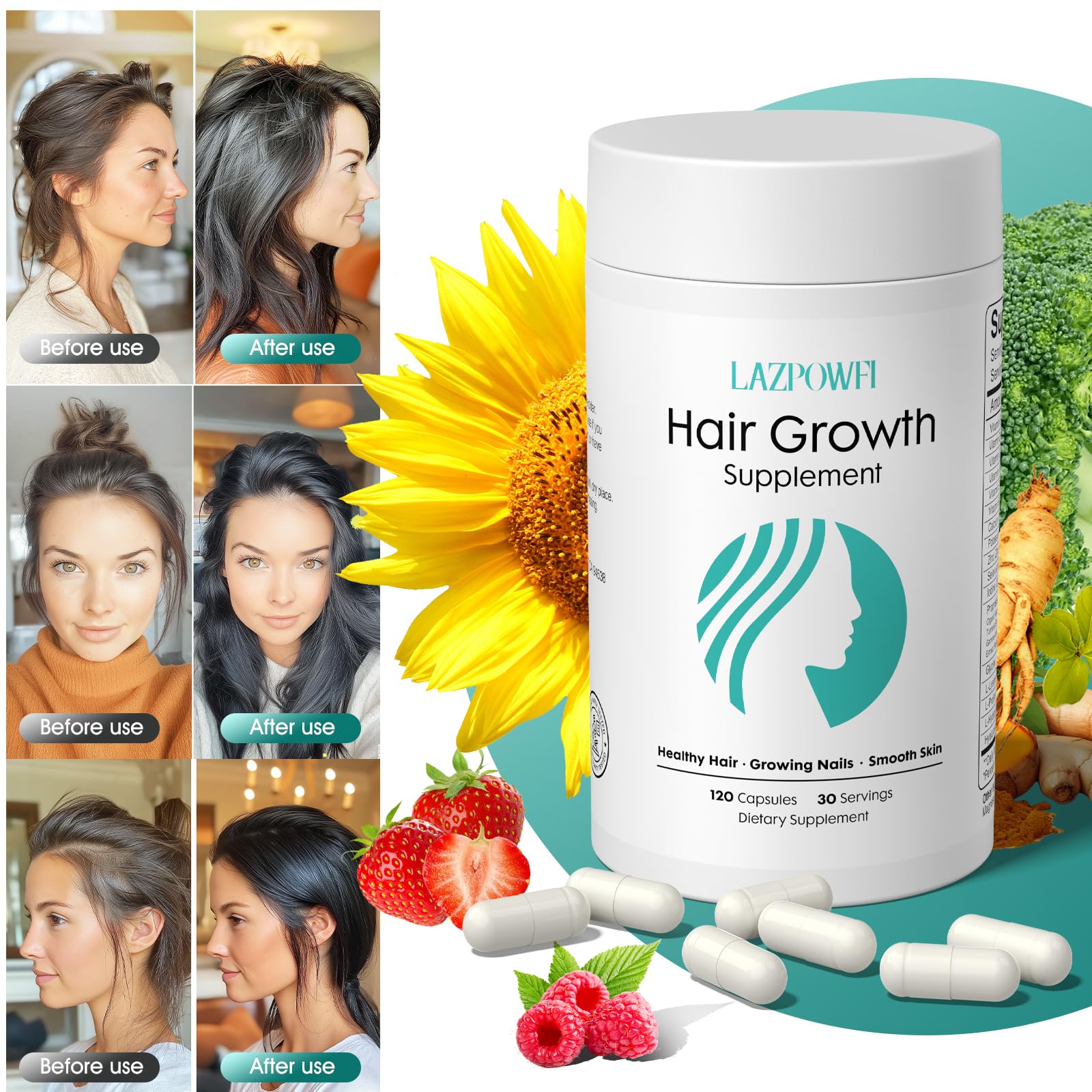 Lazpowfi Hair Growth Vitamins ingredients list
