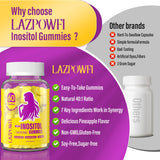 Lazpowfi Inositol Gummies displayed with fruits
