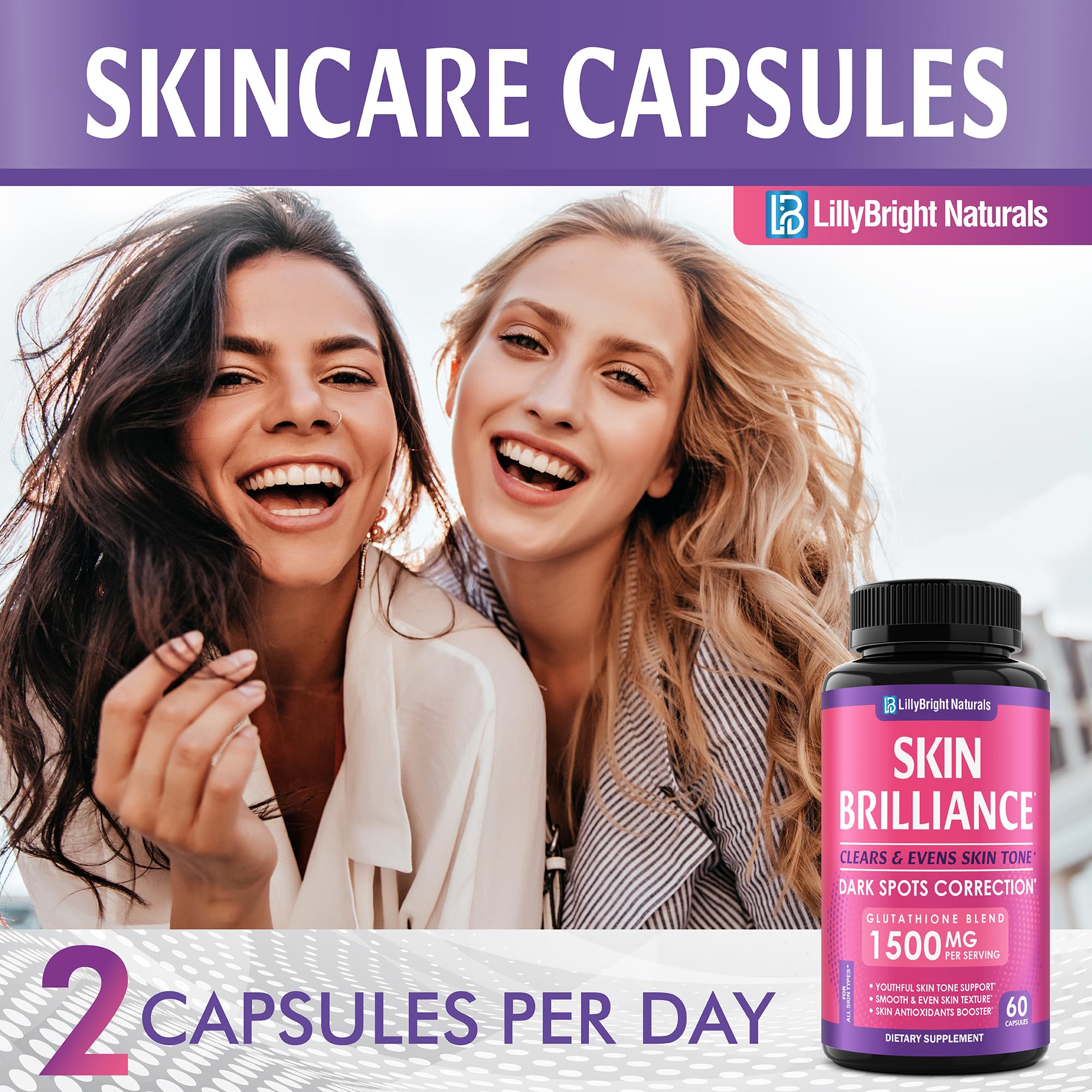 LB Lillybright Naturals L-Glutathione Capsules on a wooden table